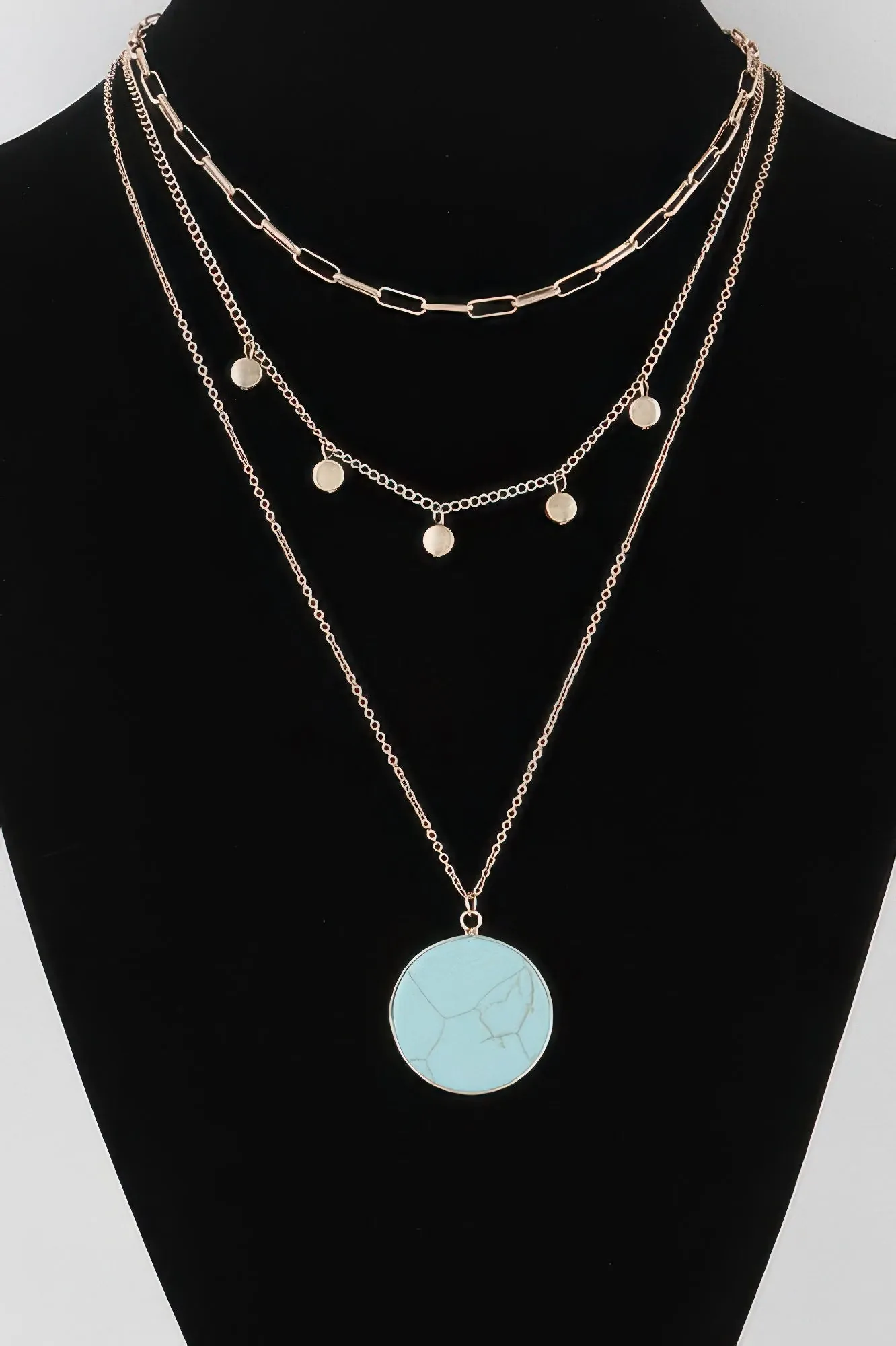 Golden Heir | Multi Stone Pendant Chain Necklace