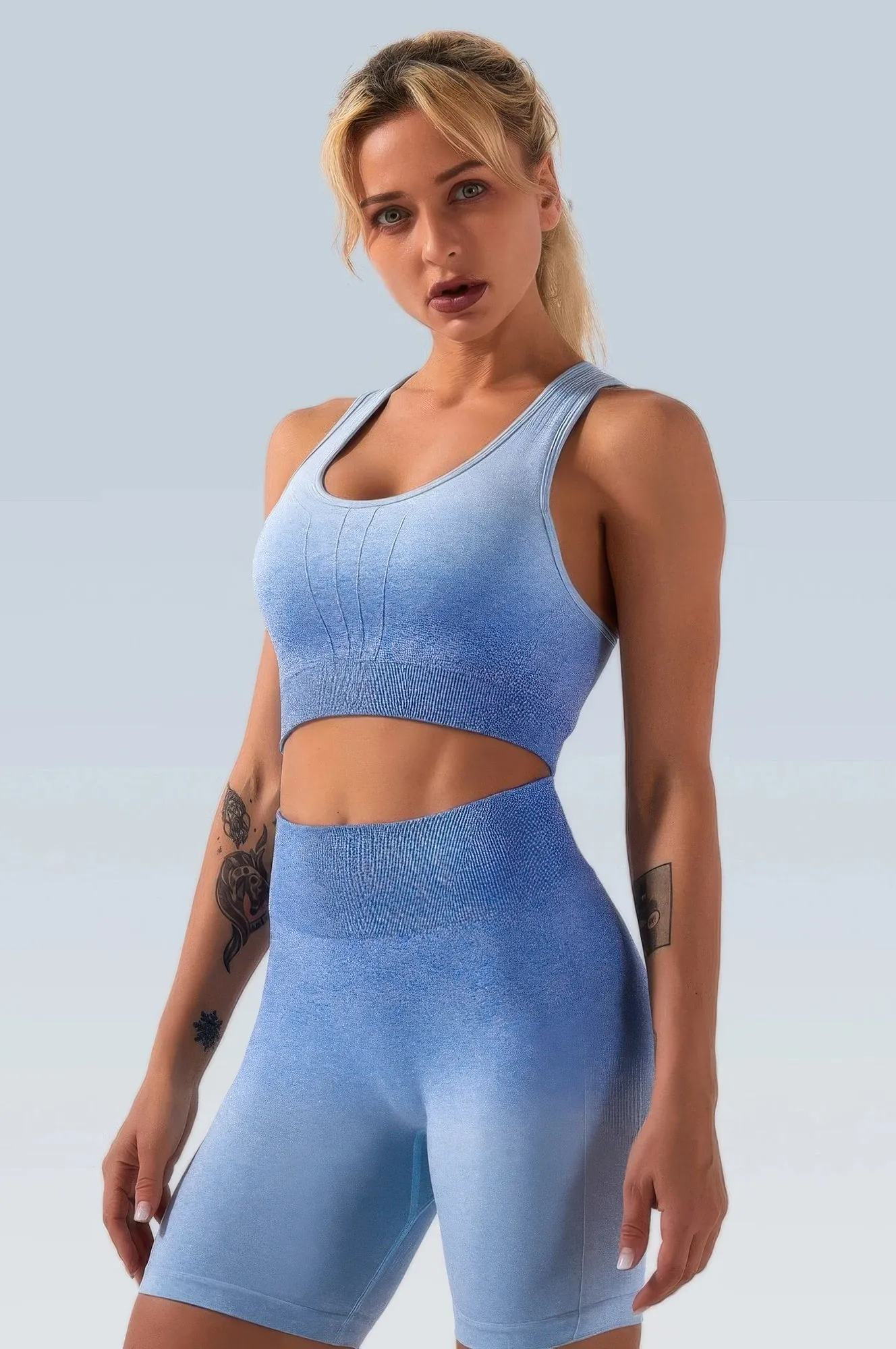 Golden Heir | Ombre Seamless Two Piece Set - Blue