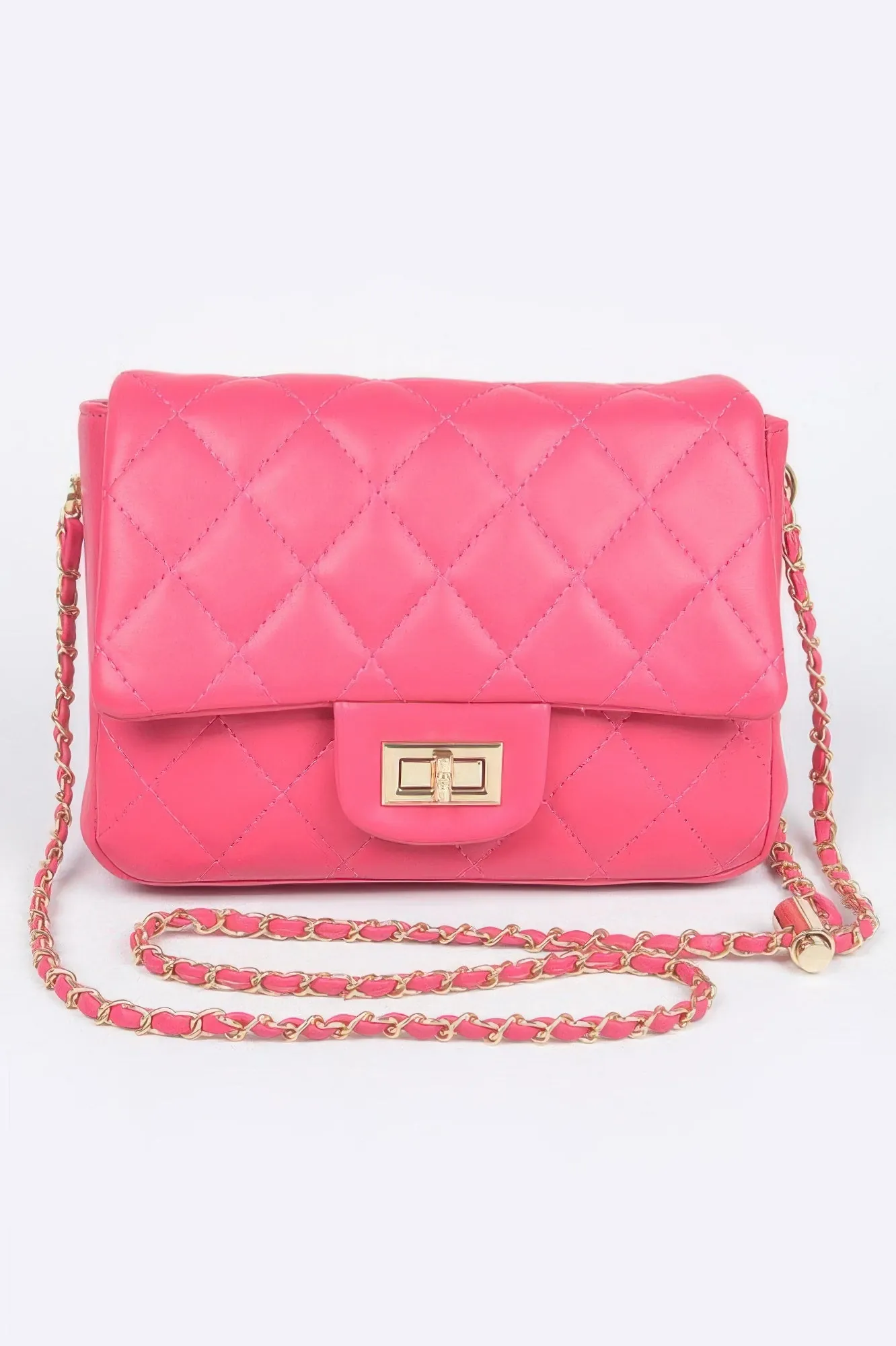Golden Heir | Quilted Faux Leather Flap Bag