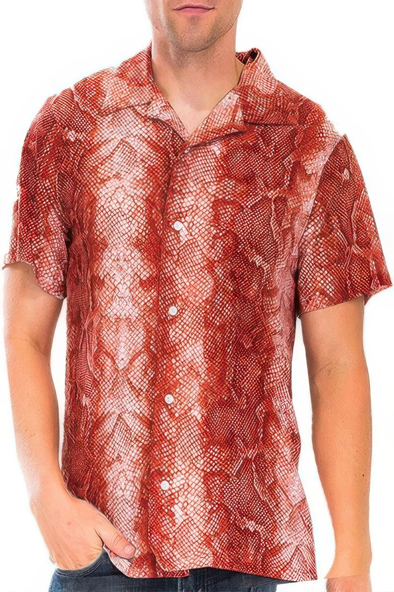 Golden Heir | Red Snake Button Down Shirt