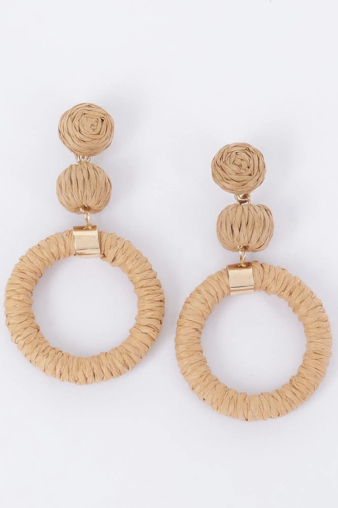 Golden Heir | Round Faux Straw Statement Earrings
