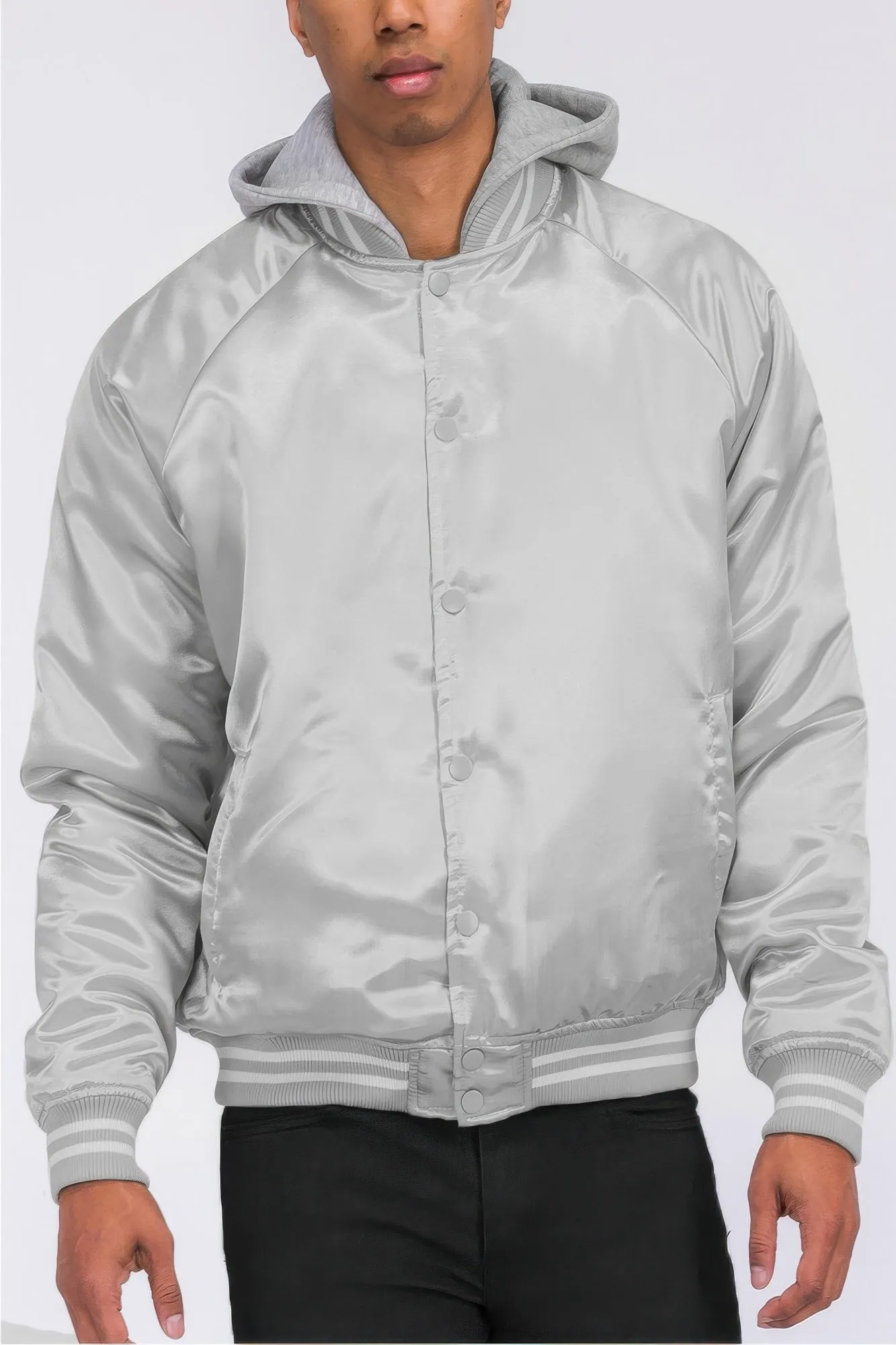 Golden Heir | Satin Varsity Bomber Jacket