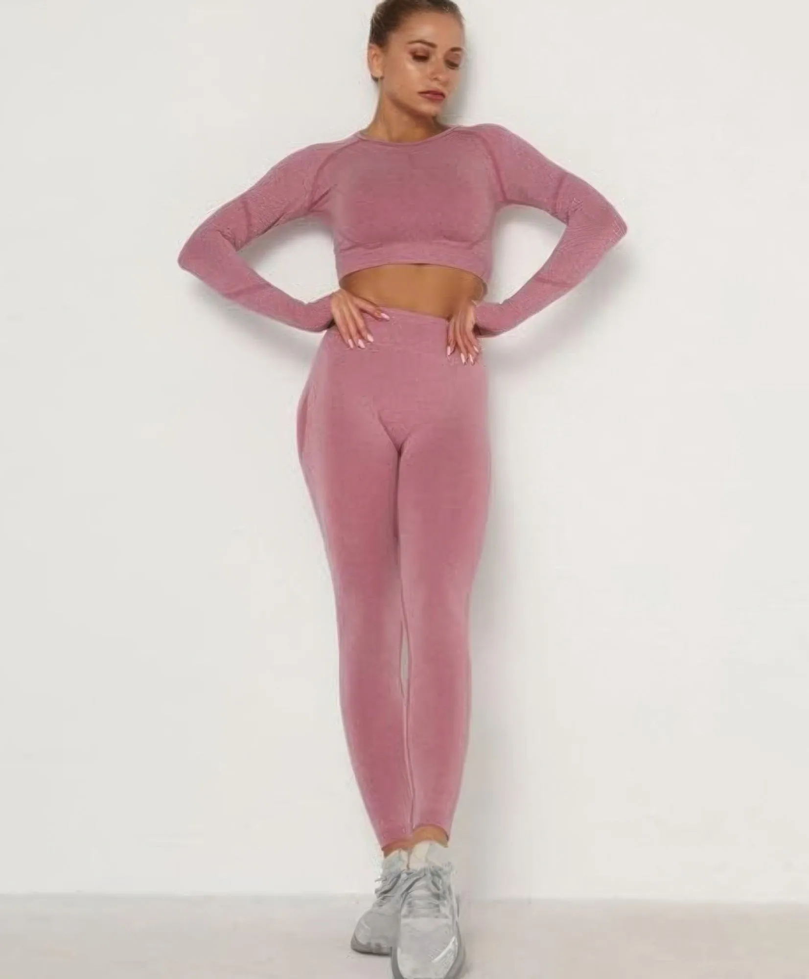 Golden Heir | Seamless Top Leggings Set (Pink)
