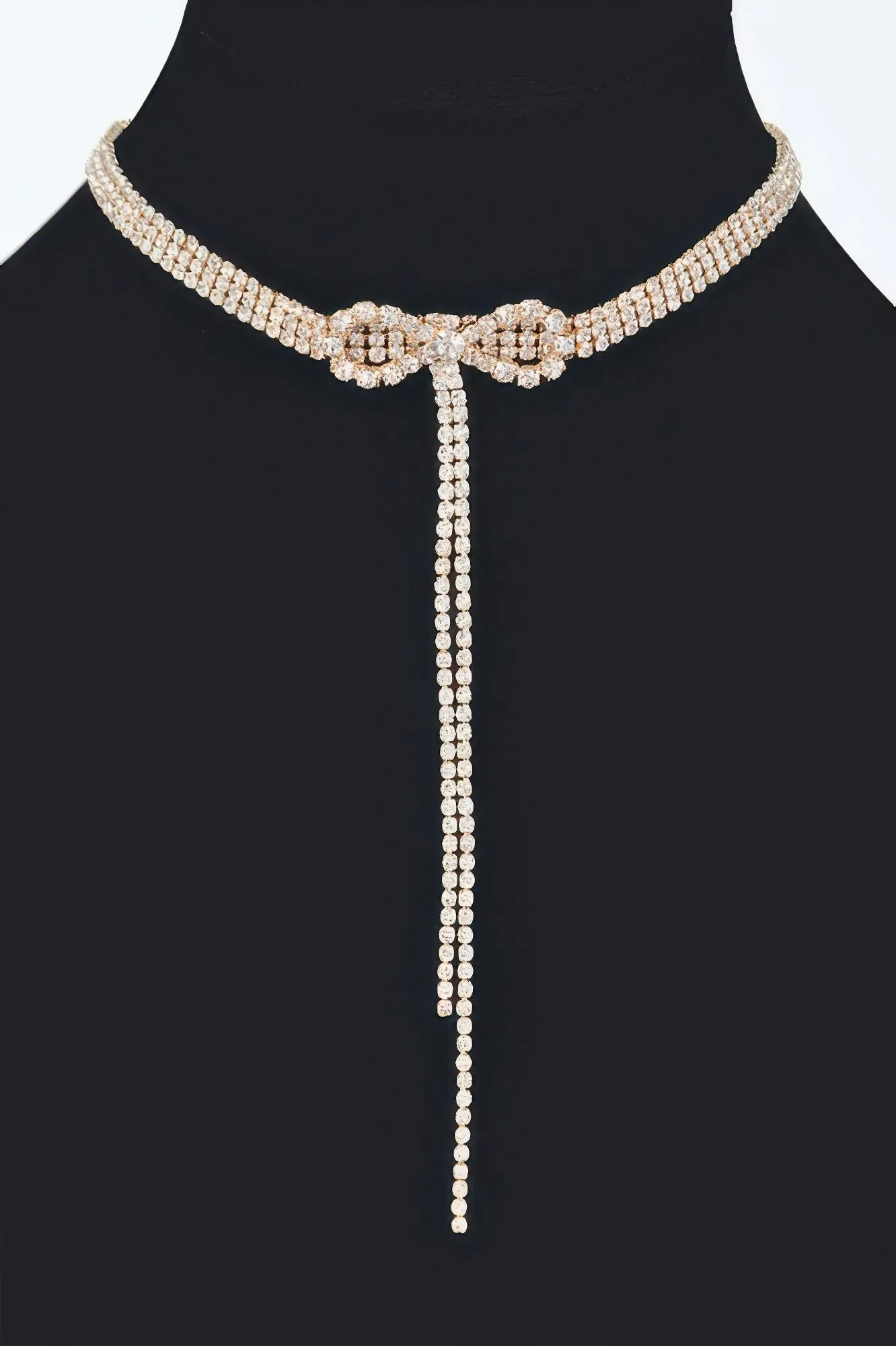 Golden Heir | The "Elowen" Bow-Tie Sovereign Choker – 10.5" Precision-Cut Rhinestone Statement Piece