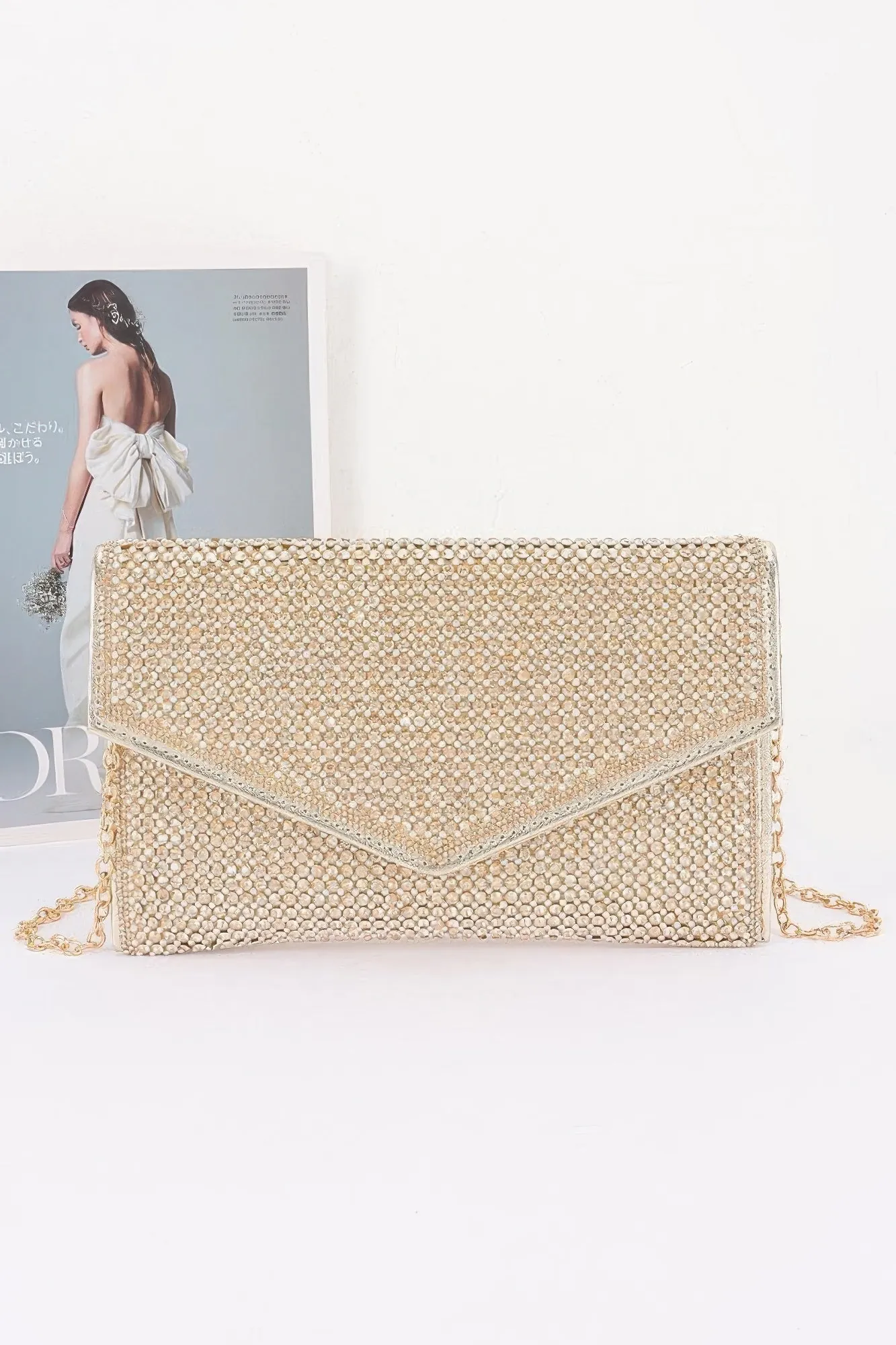 Rhinestone Pearl Flap Party Clutch