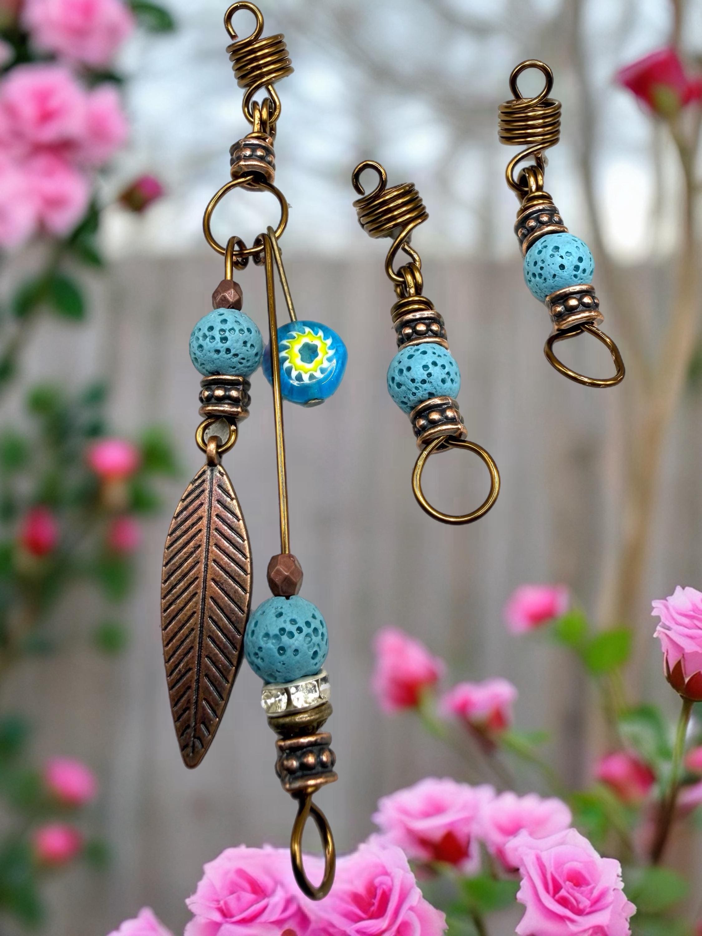 Bronze and beaded handmade loc jewelry set