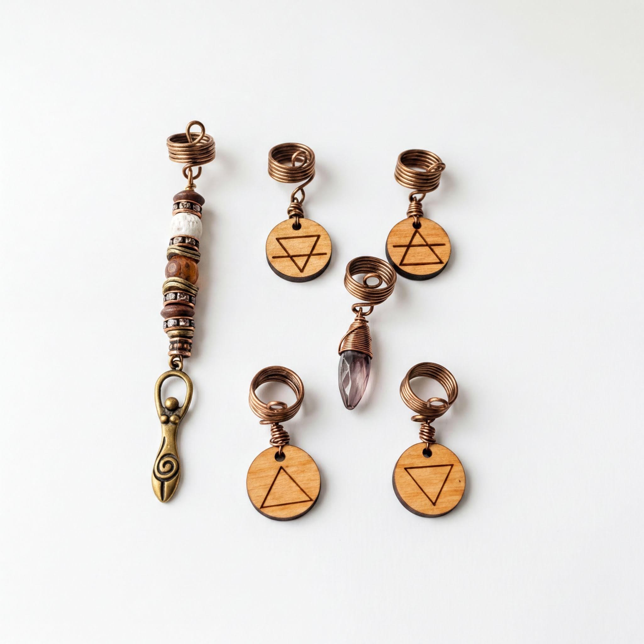 Gold charm and cuff braid jewelry set
