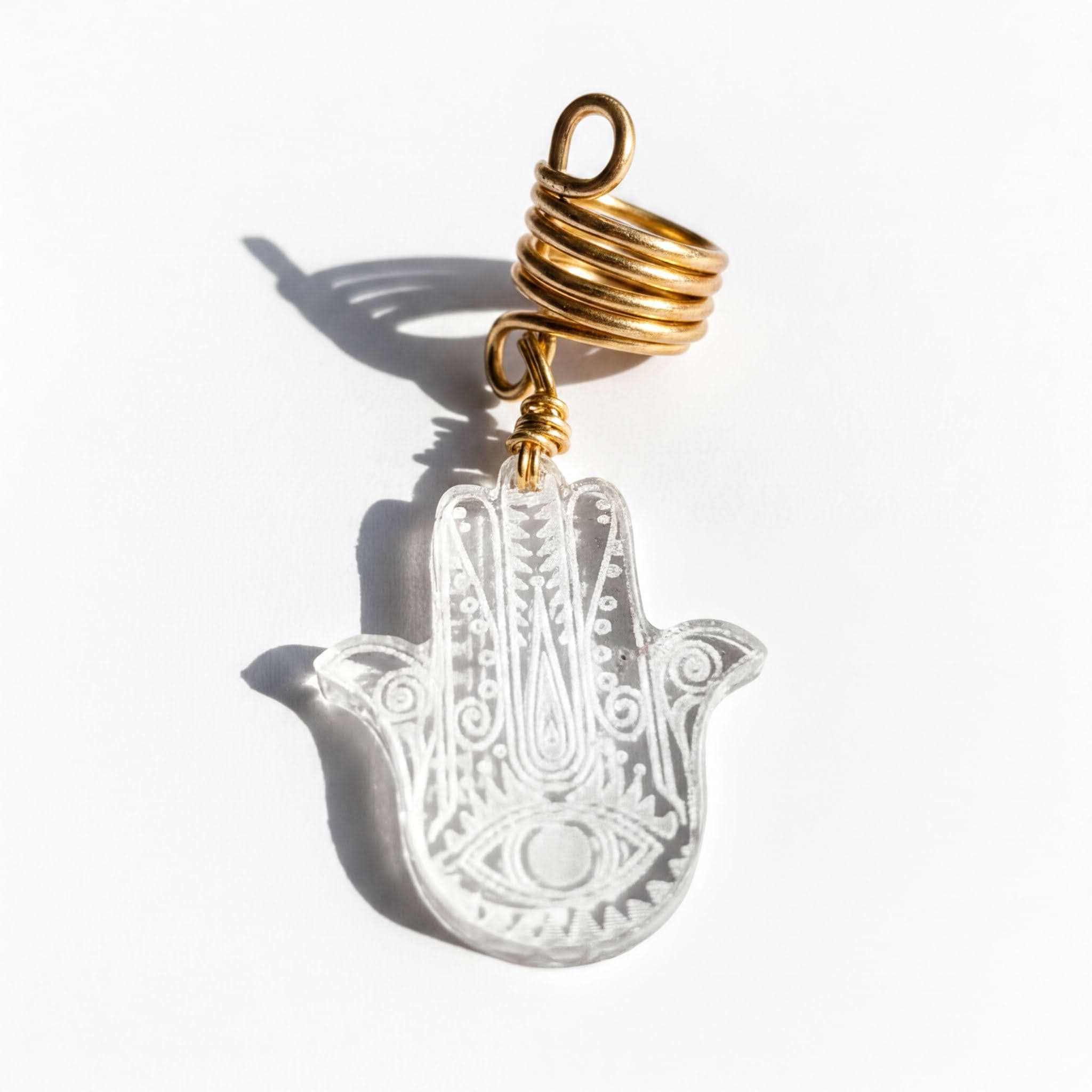 Gold-tone hamsa hair charm for locs and braids