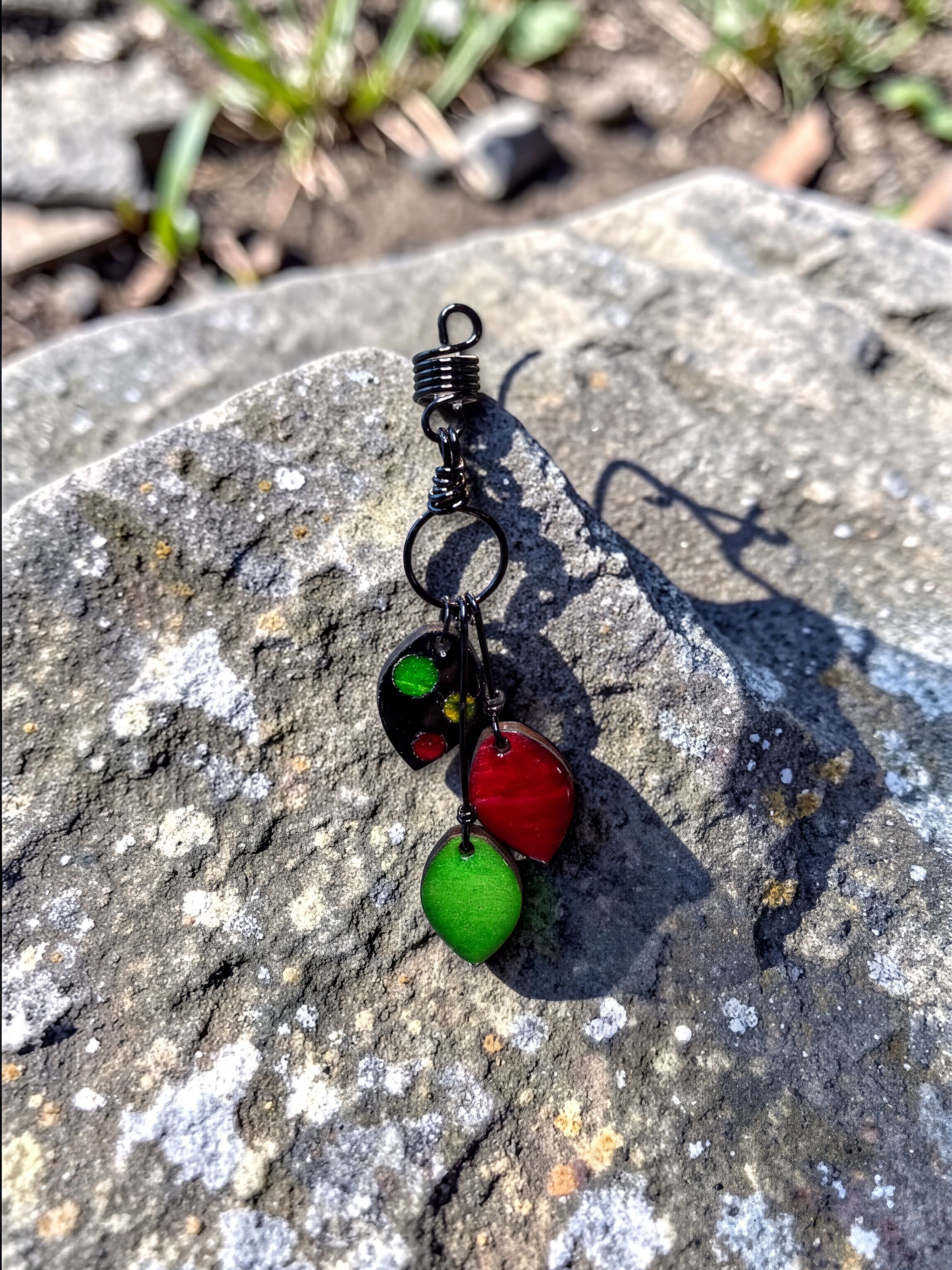 Hand-painted basswood charm for locs and braids