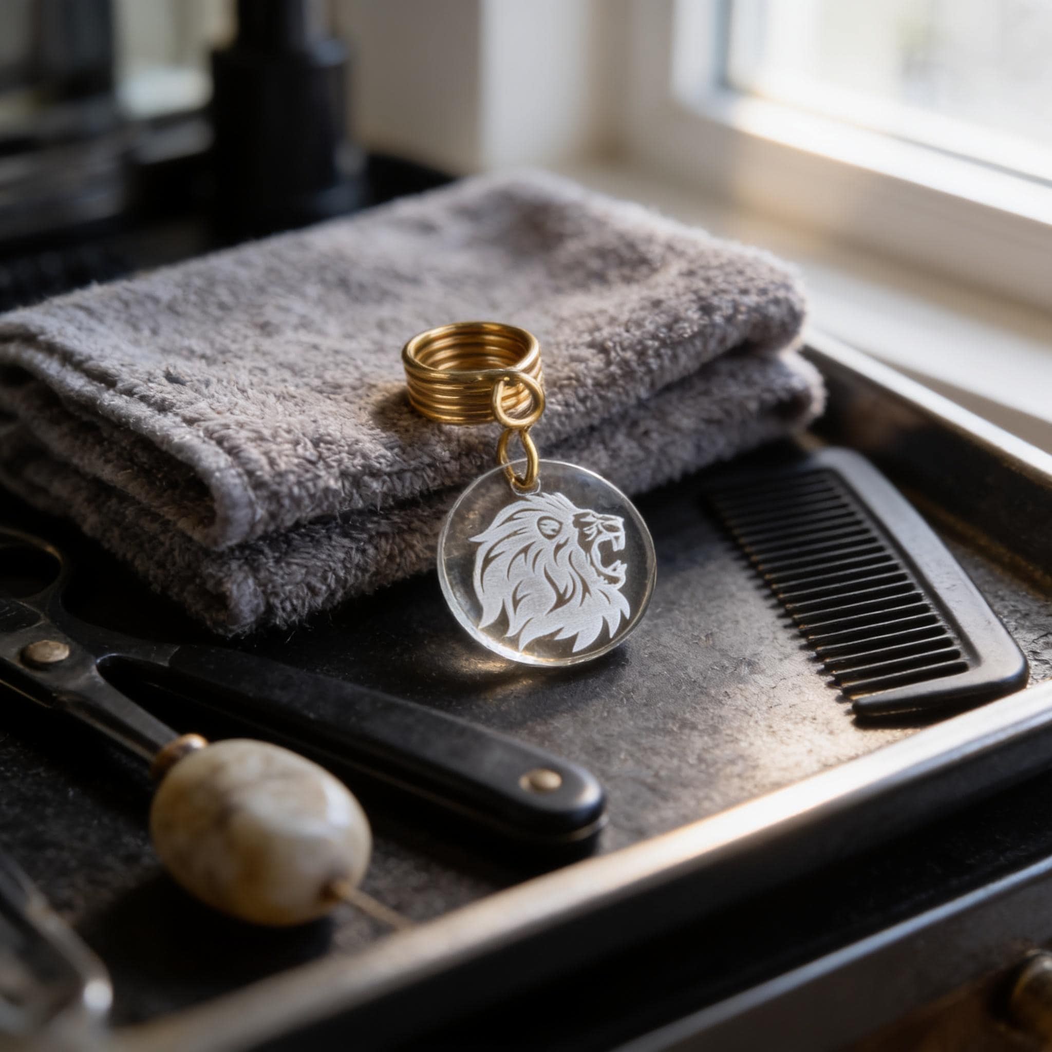Lion loc charm in tarnish-resistant wire