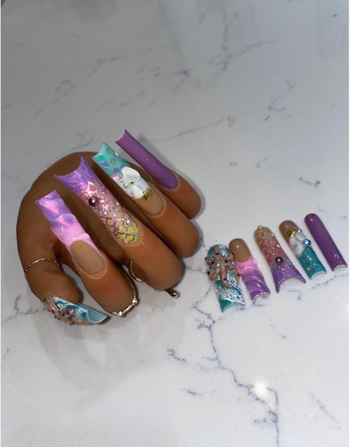 Acrylic Mermaid press on nails