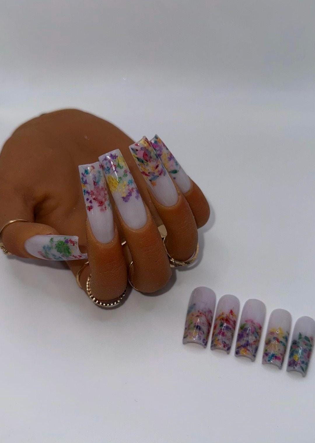 Acrylic milk bath nails, view 2