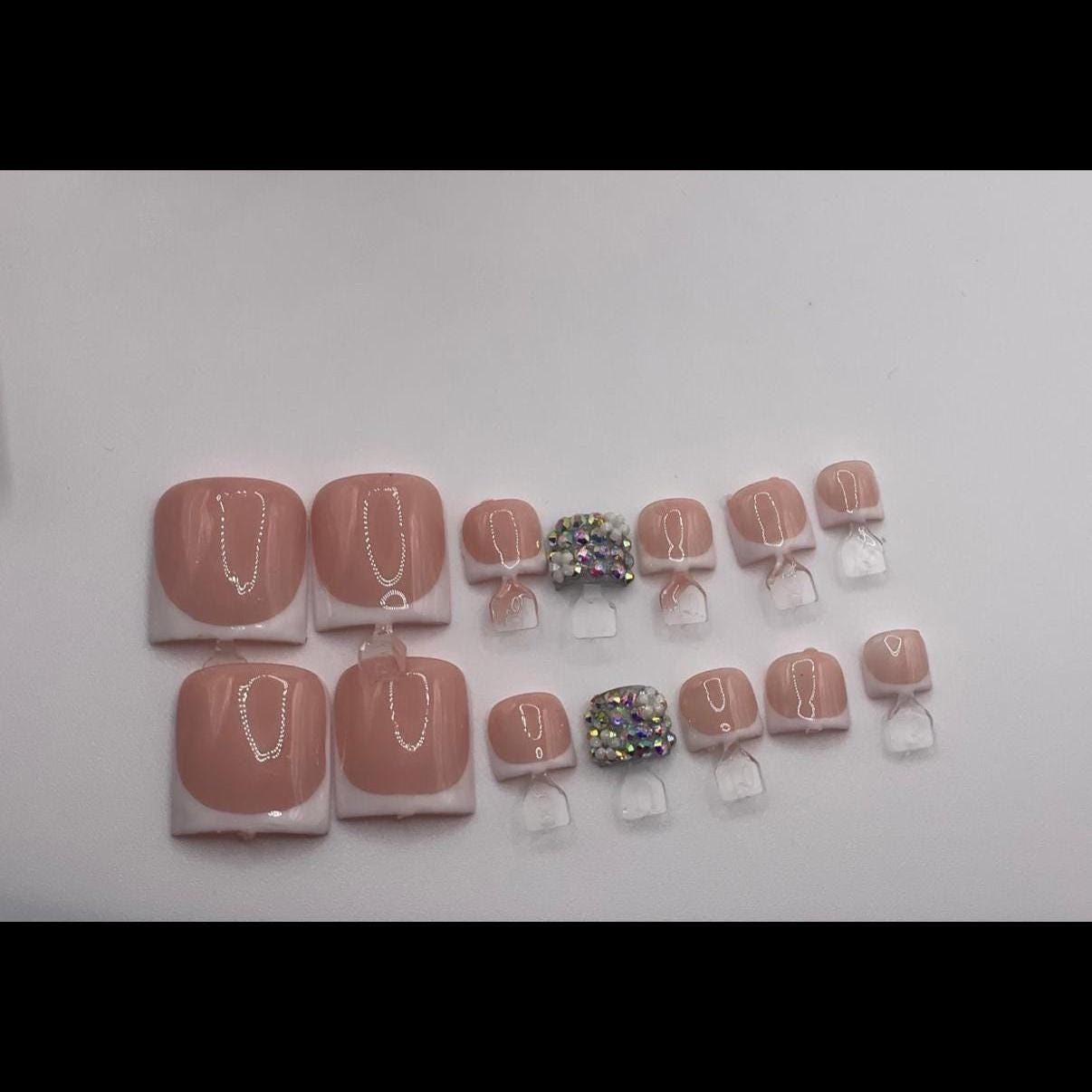 Press On Toe Nails: French Tip, Square or Rounded Shapes (16 Count), view 5