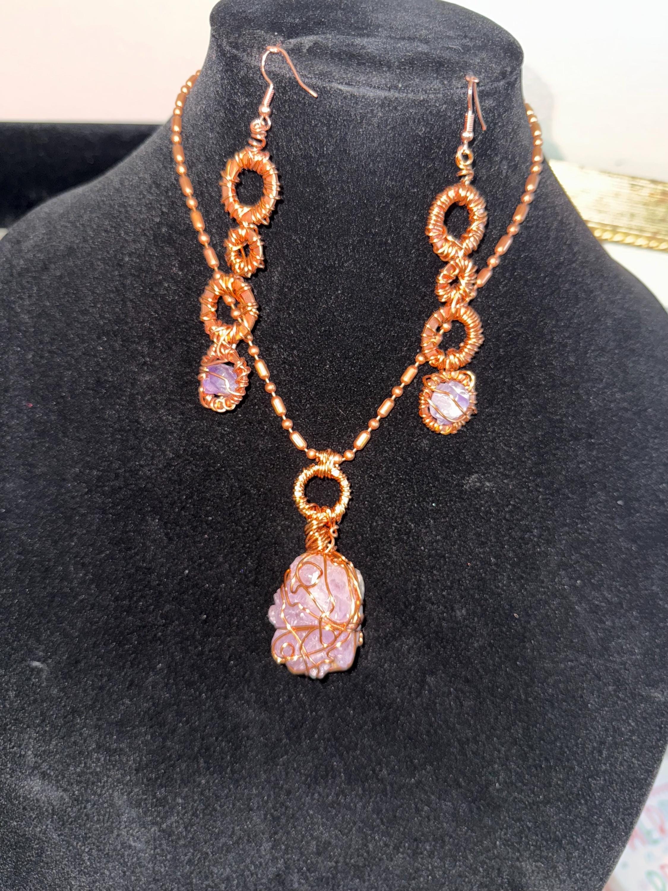 Amethyst and copper jewelry set