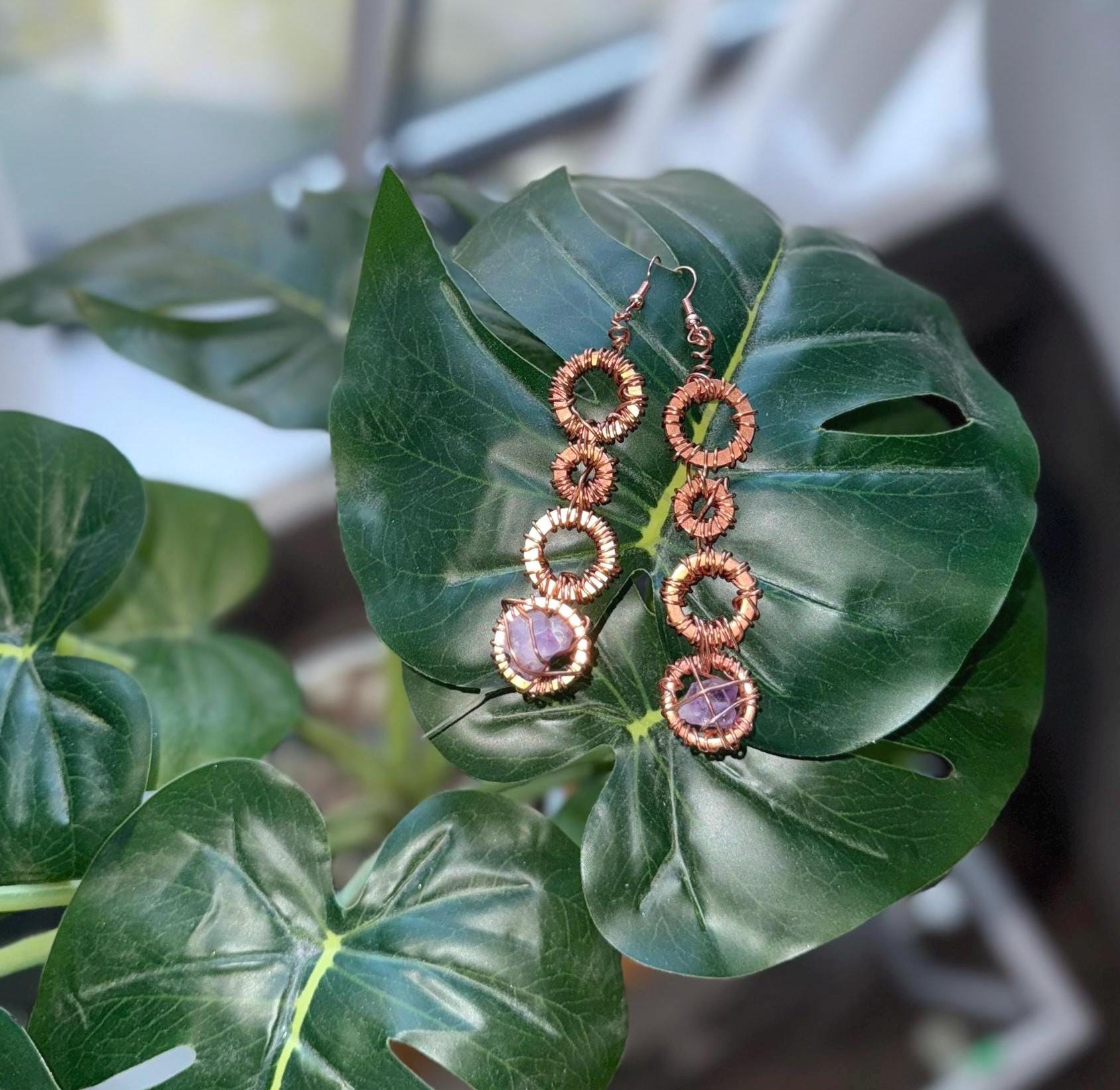 Amethyst and copper jewelry set, view 3