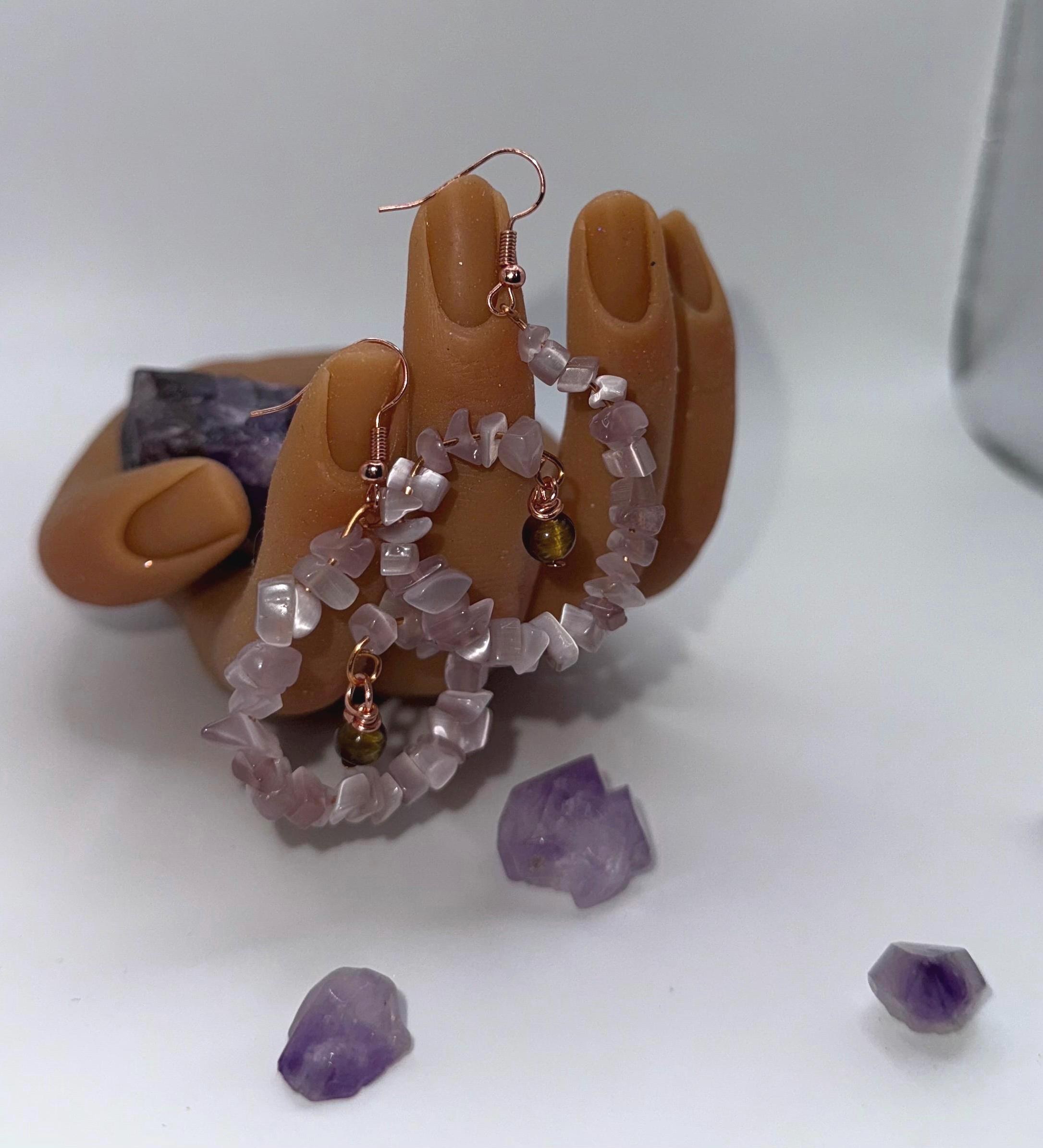 Amethyst/Copper/TigerEye earrings