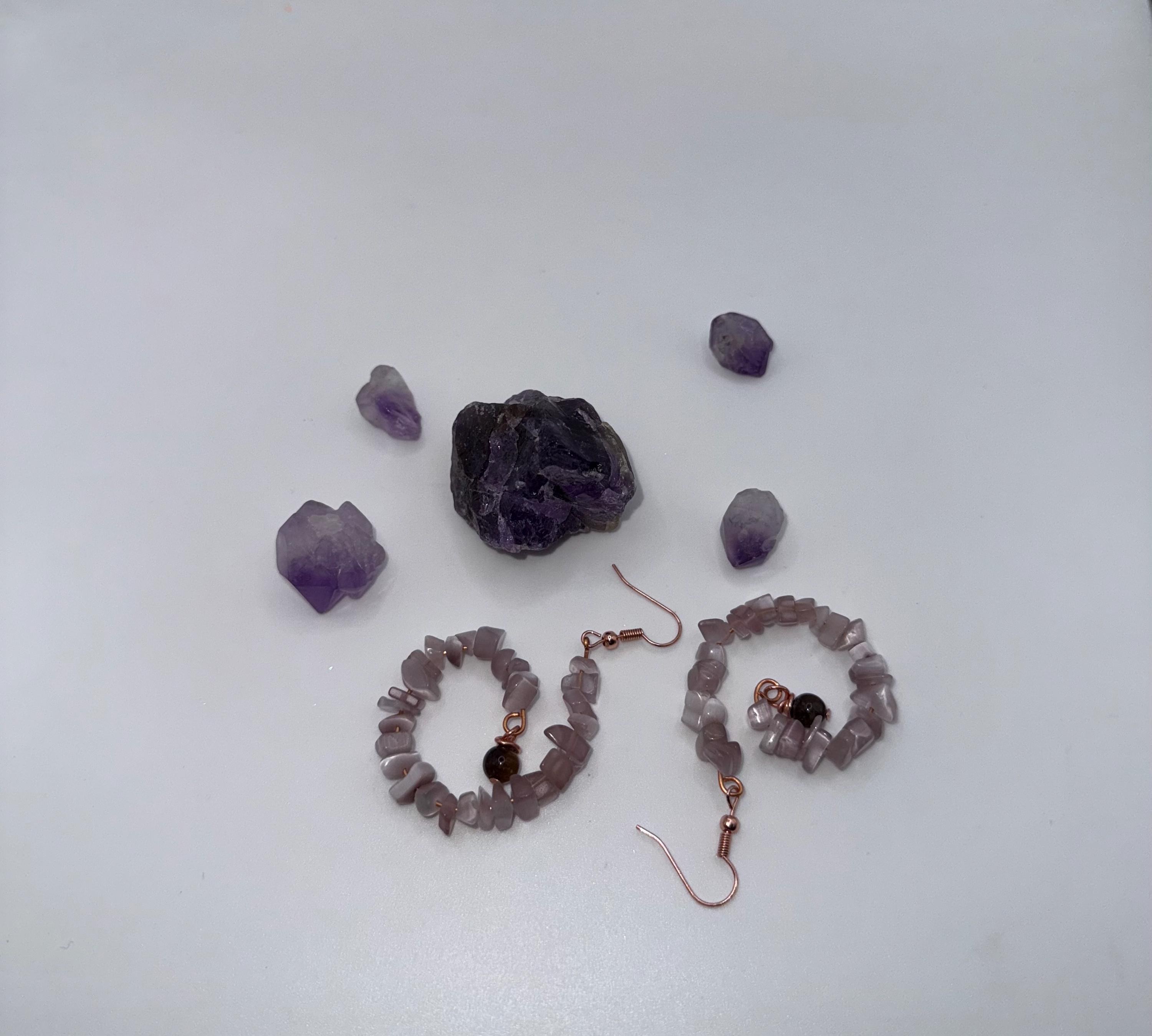 Amethyst/Copper/TigerEye earrings, view 2