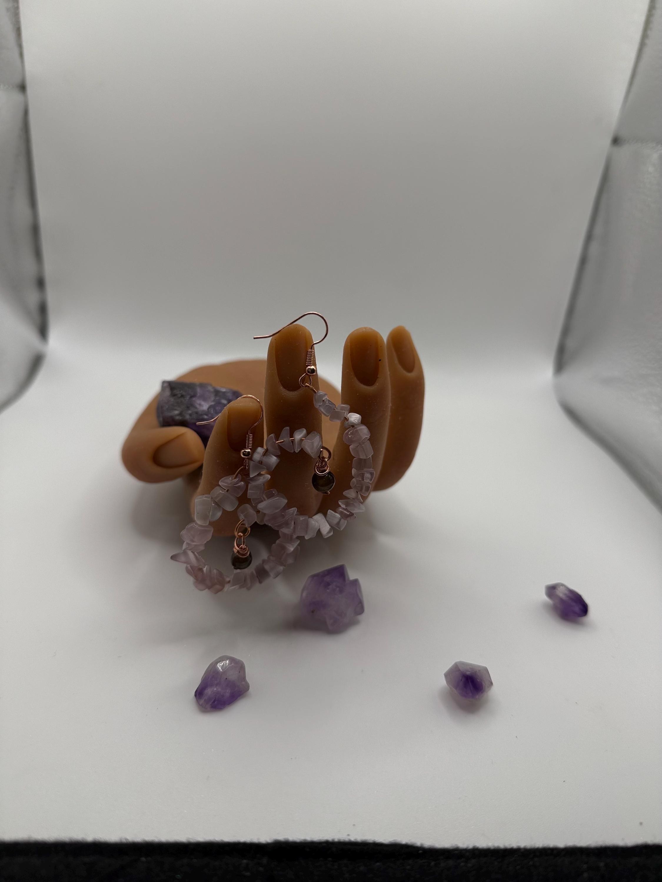 Amethyst/Copper/TigerEye earrings, view 3
