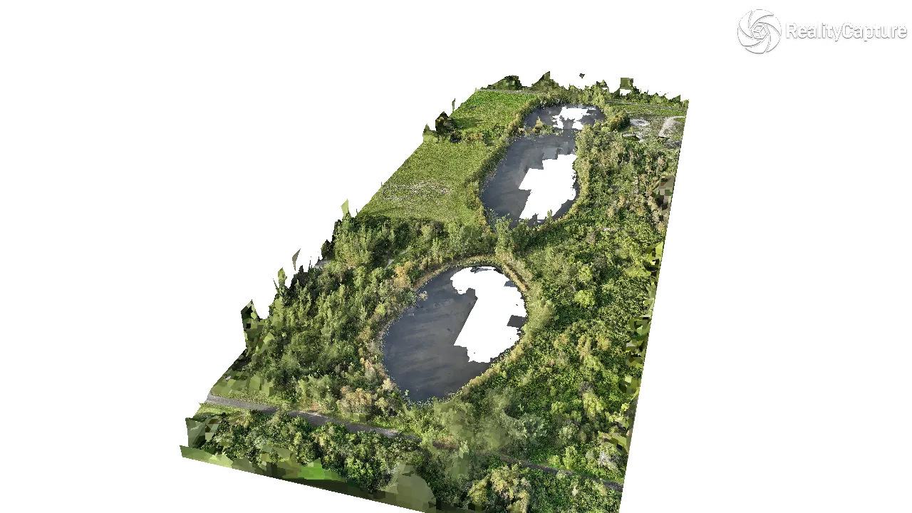 Aerial view of a Delray Beach park and lake