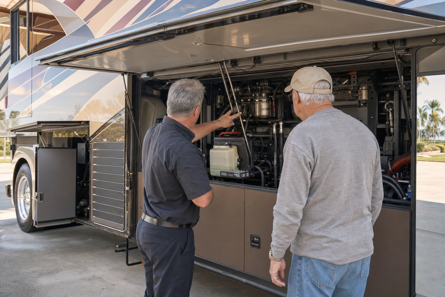 Motorcoach systems being reviewed during an inspection