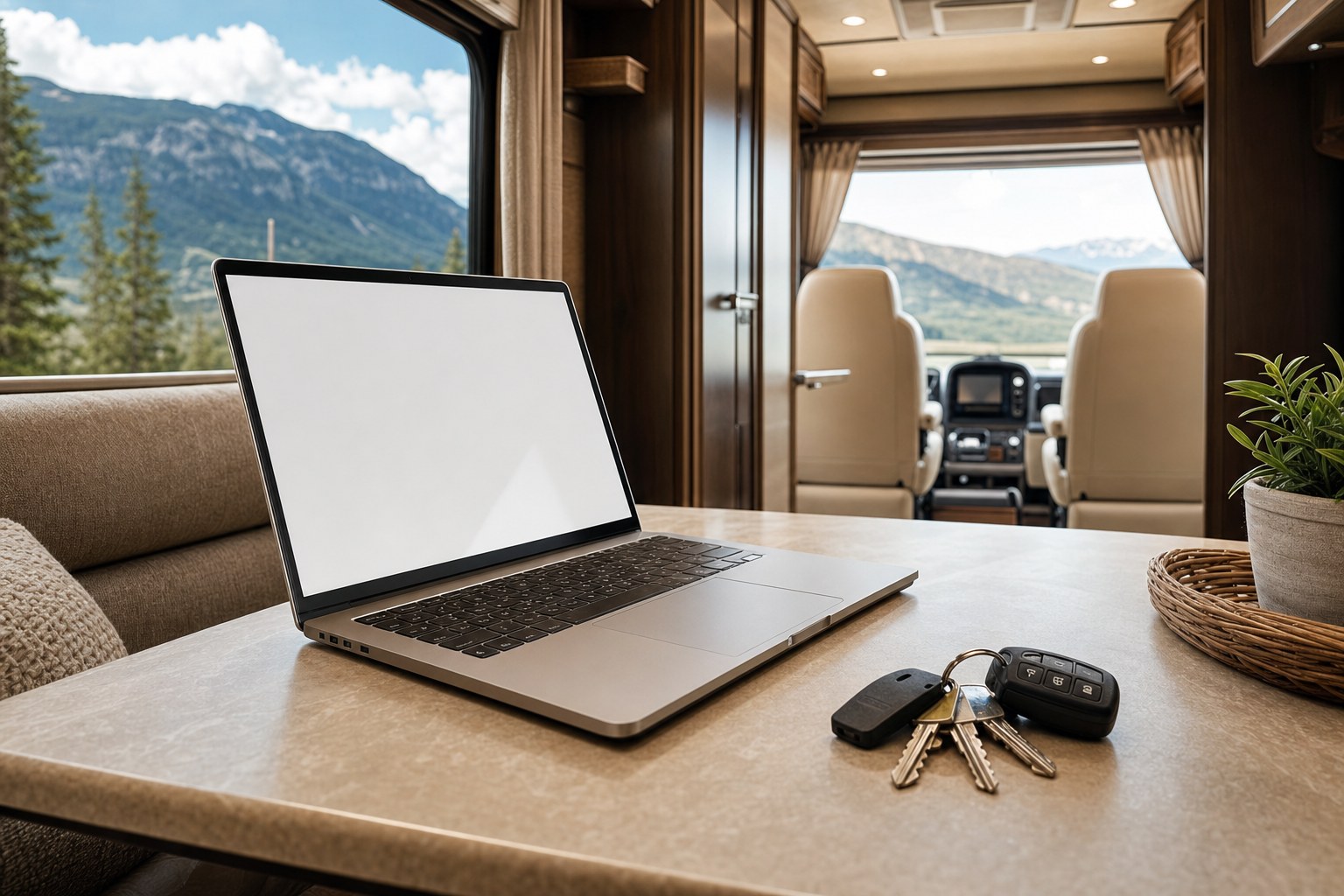 Motorcoach inspection report beside keys inside an RV