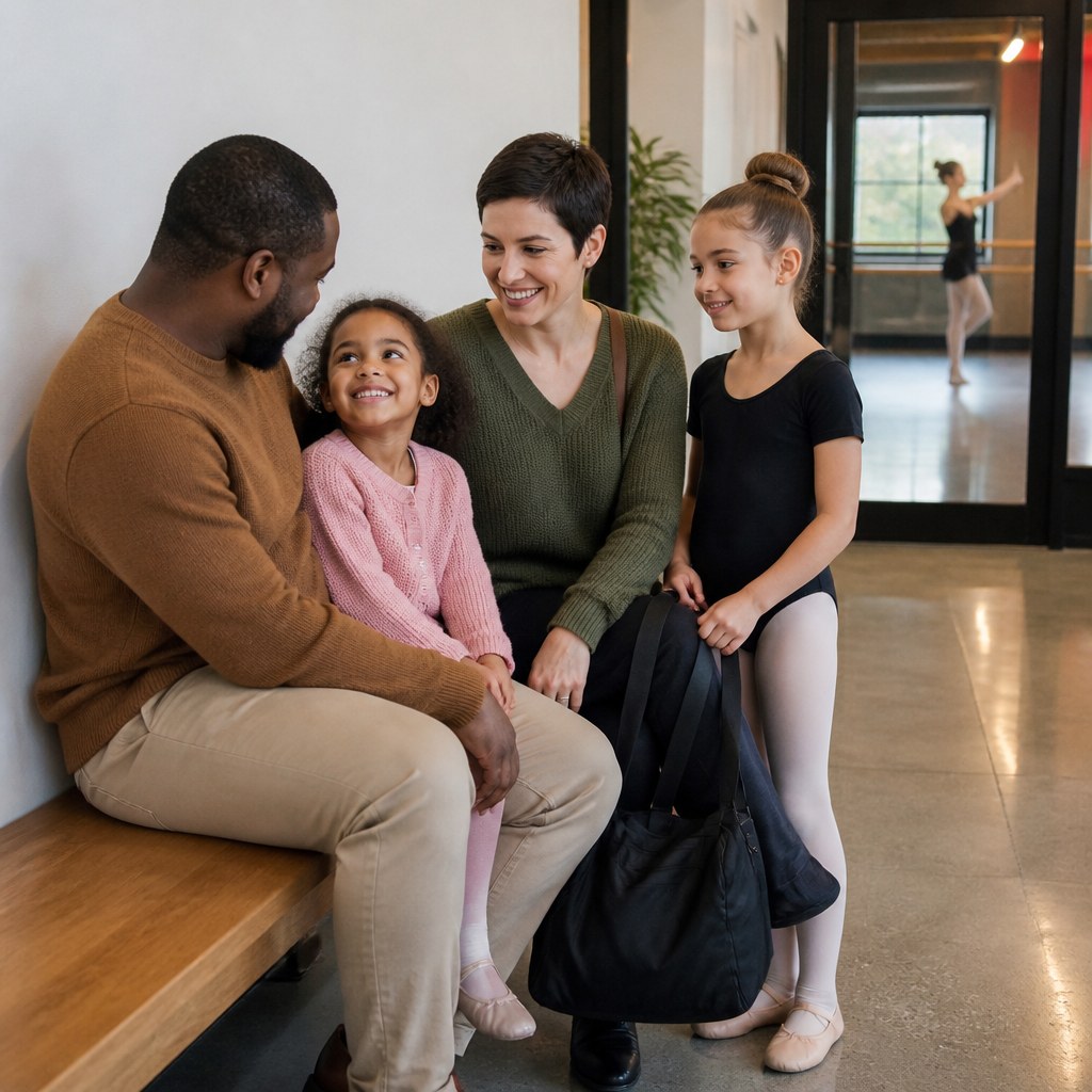 Parents waiting outside a young dancer's class