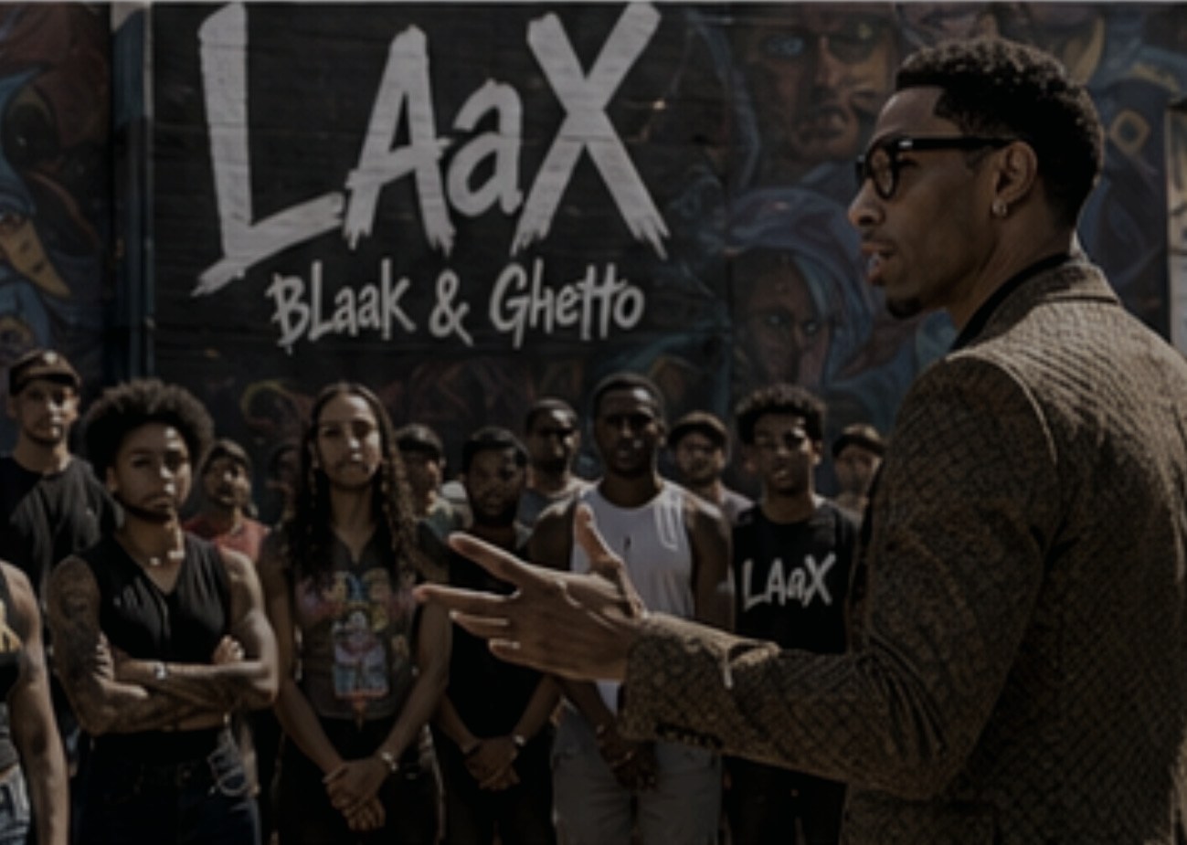 Creative director addressing the LAX BLaaK community