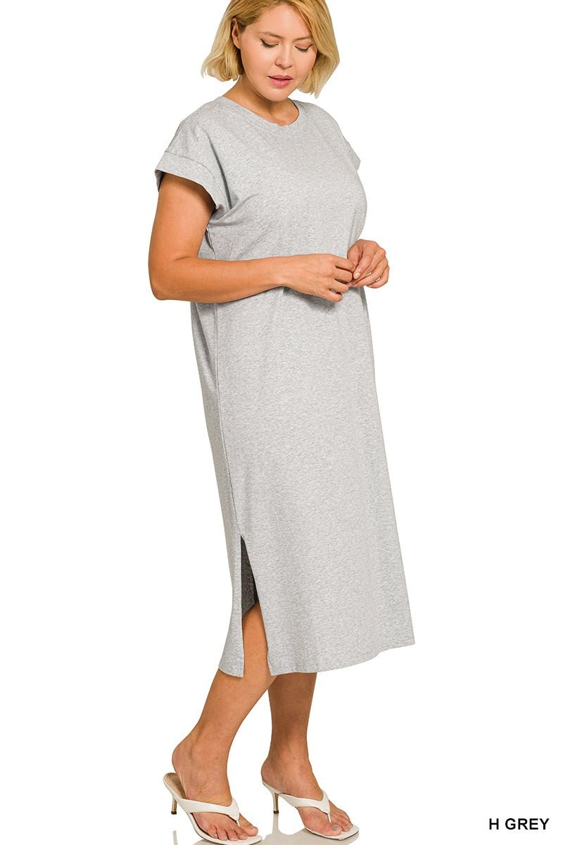 Plus-size T-shirt midi dress for a comfortable casual day