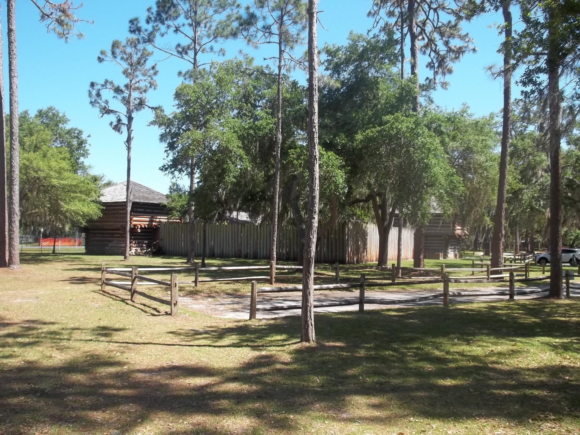 Reconstructed wooden Fort Christmas at Fort Christmas Historical Park, Florida