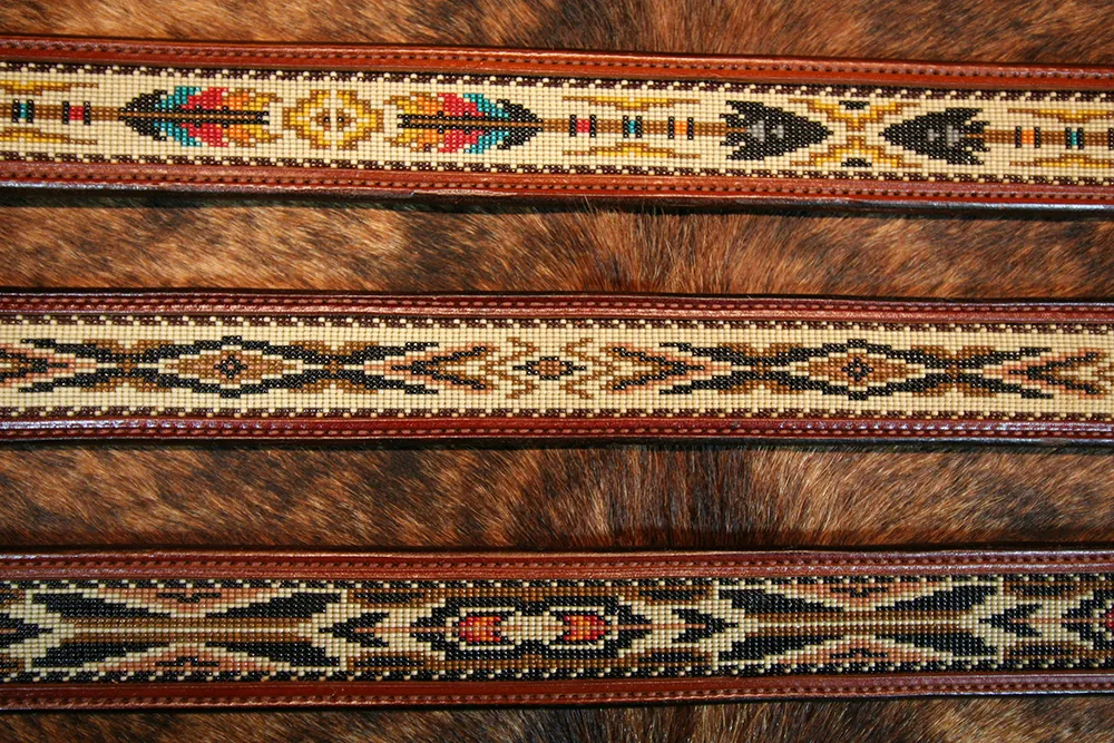 Handcrafted beaded leather belt from Southwest Distinctions