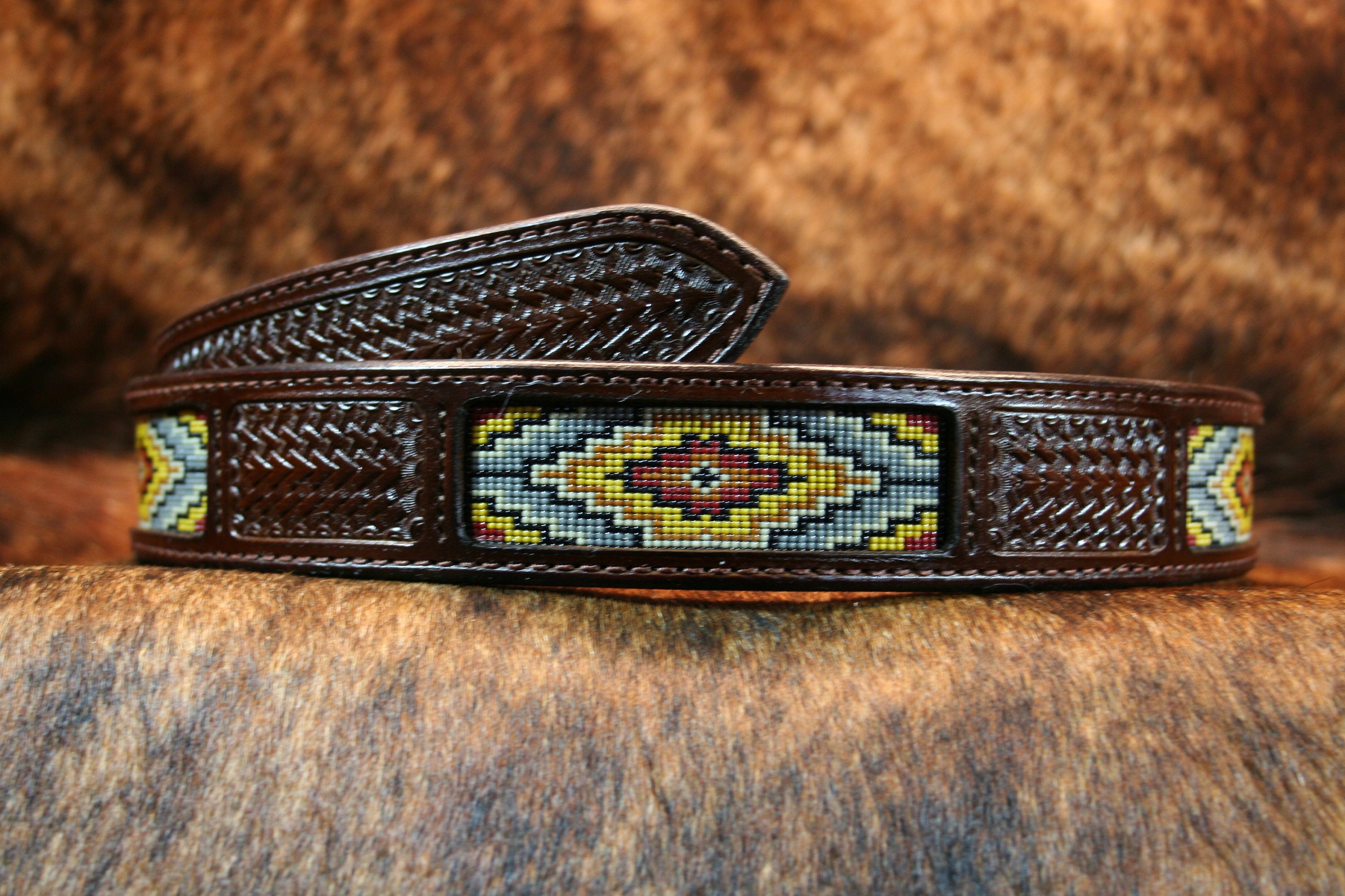 Western Beaded Belt, "Outlaw Trail"