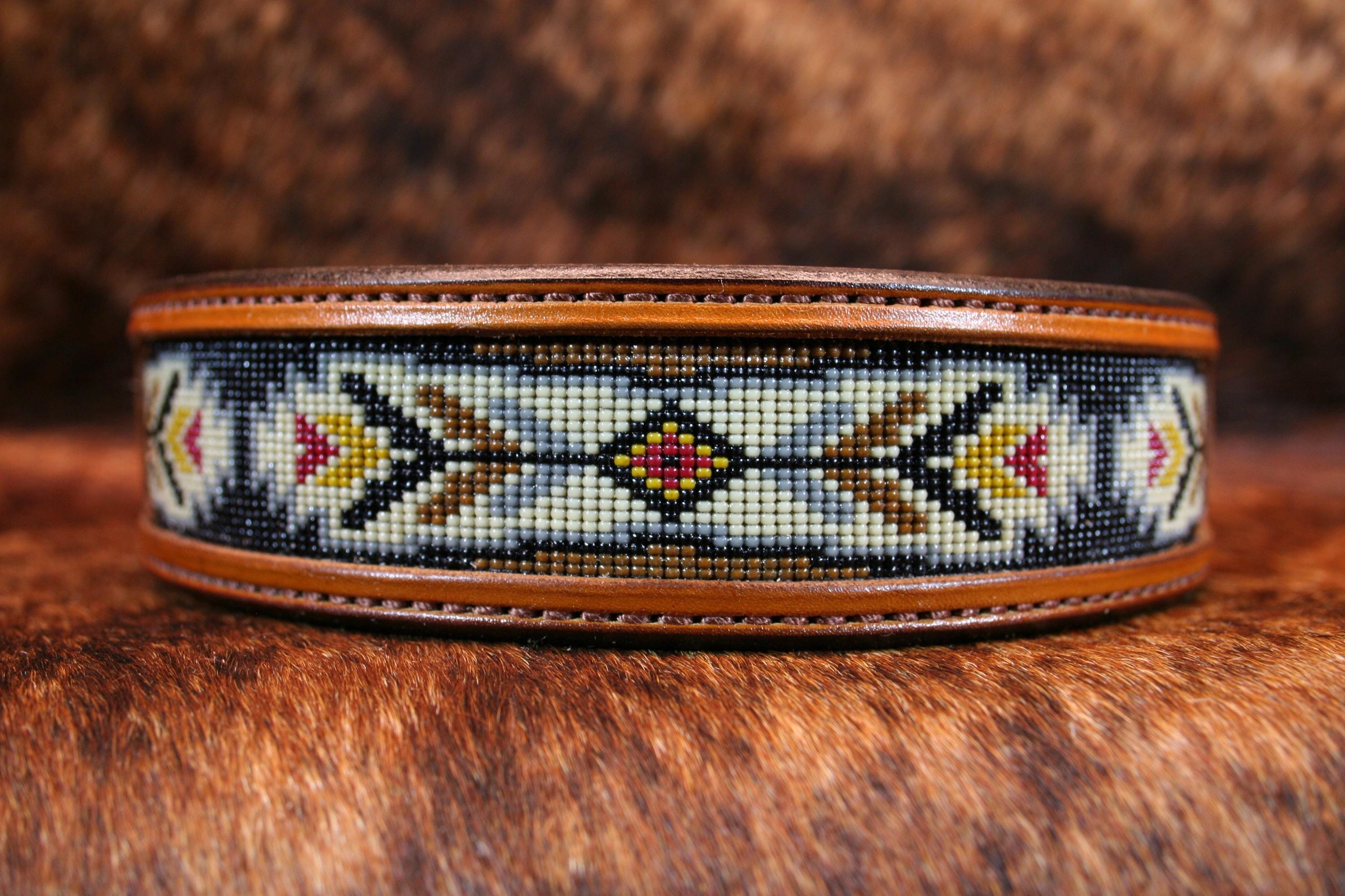 Prairie Spirit Custom Beaded Dog Collar | Hand-Carved Hermann Oak Leather | Western Artisan Pet Accessory