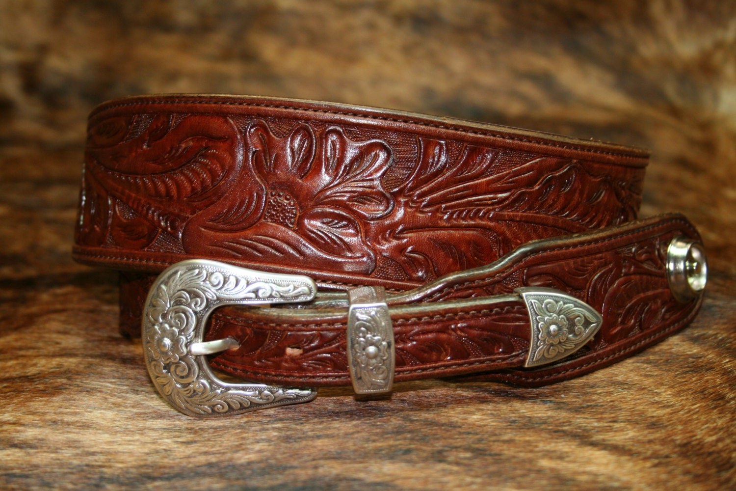 Leather Hand Carved Guitar Strap