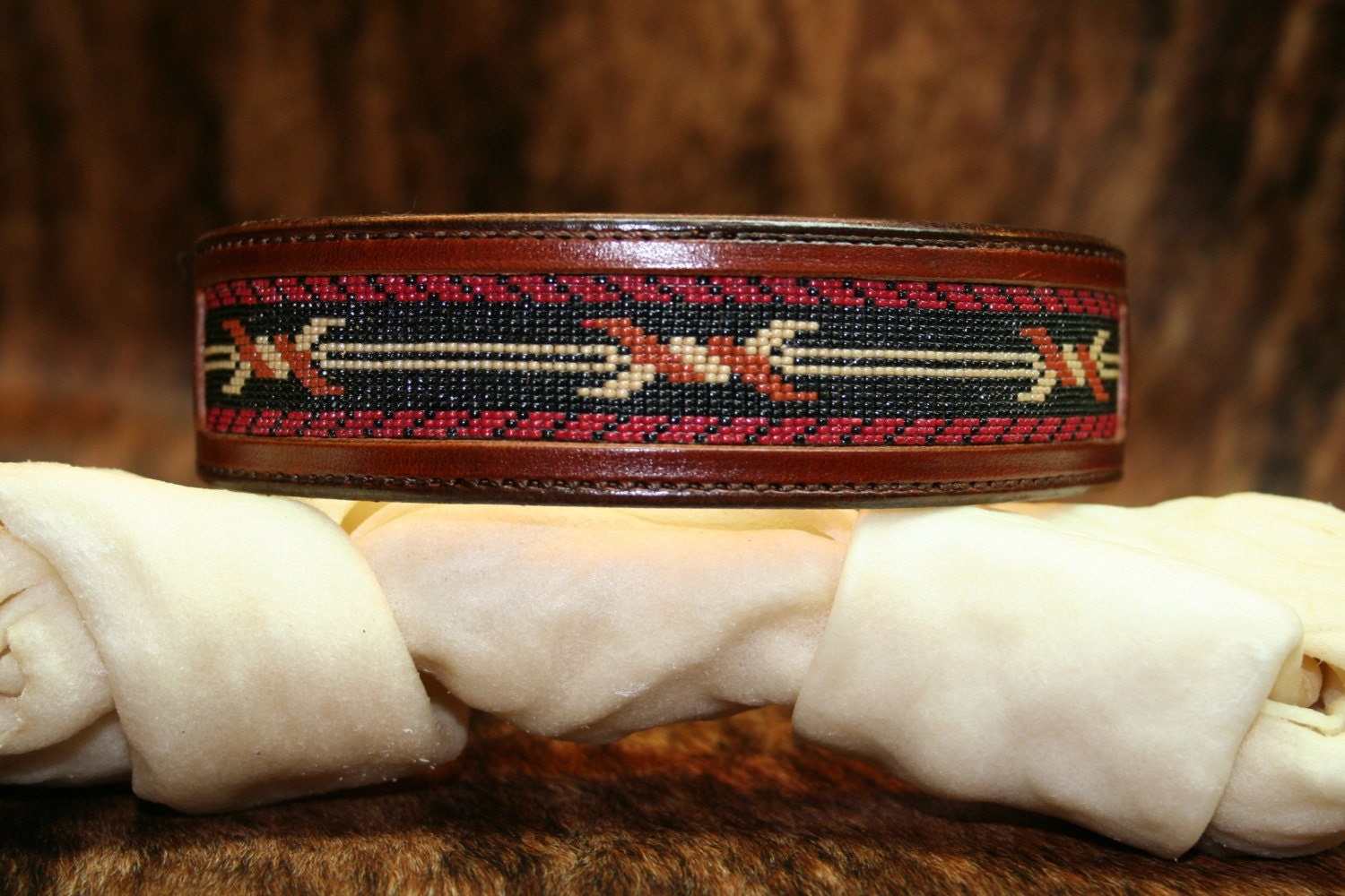 Western Beaded Dog Collar "Barbwire"