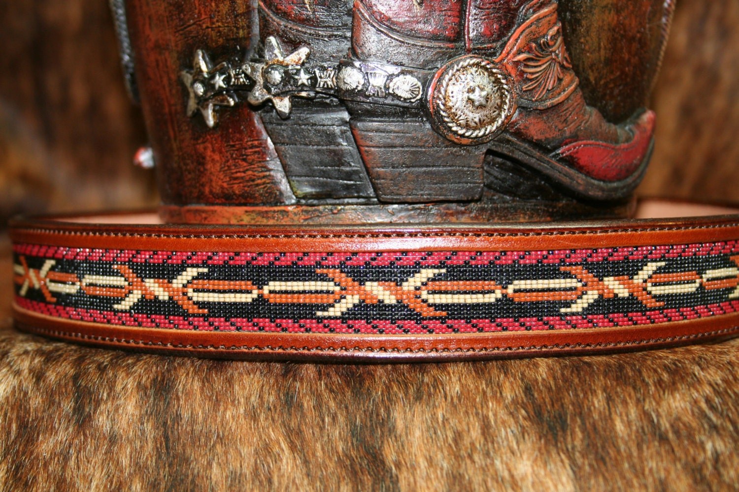 Beaded Western Belt "Barbwire"