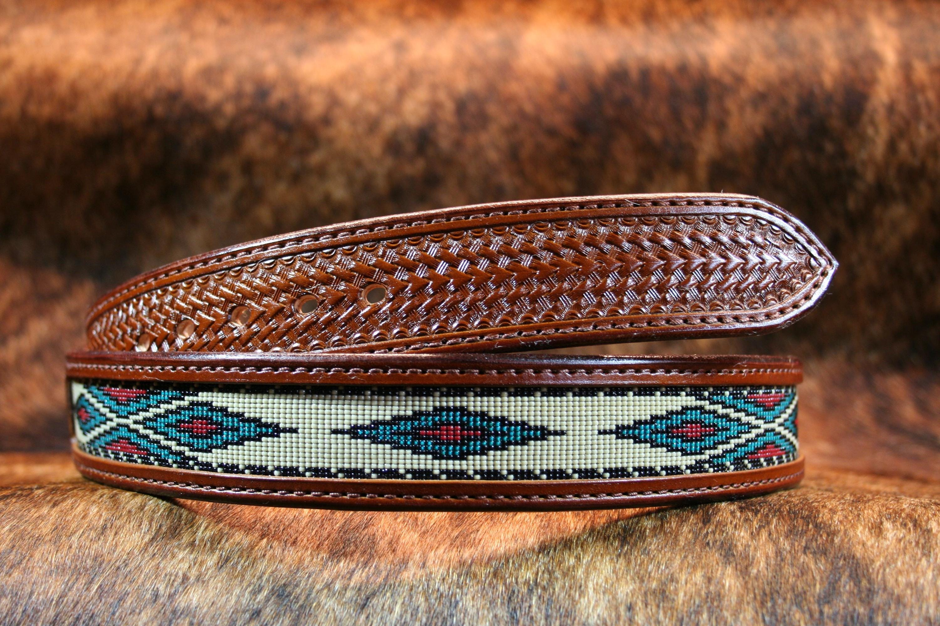 Leather Beaded Belt " Desert Skies"