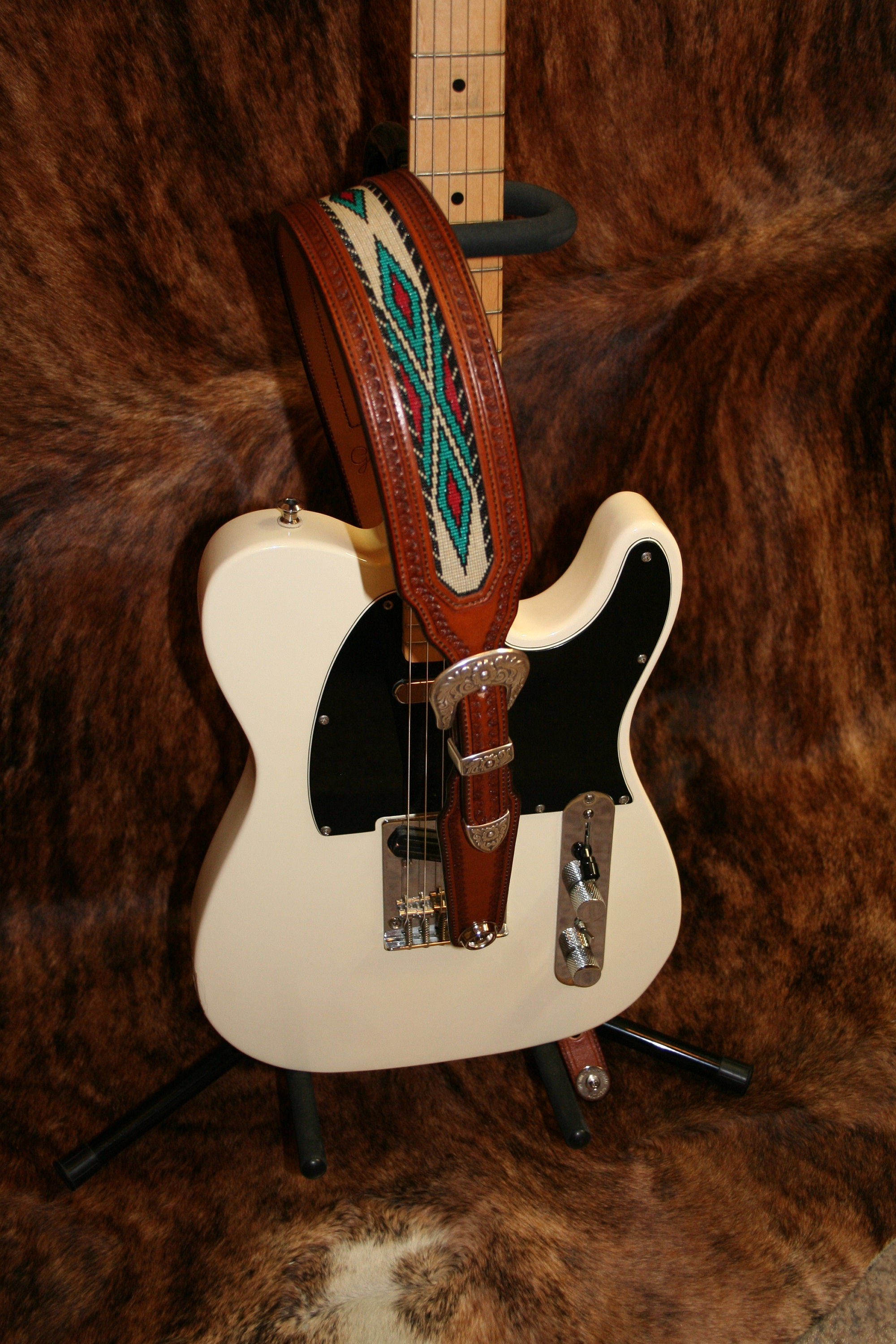 Detail view of handmade Southwest Distinctions leatherwork