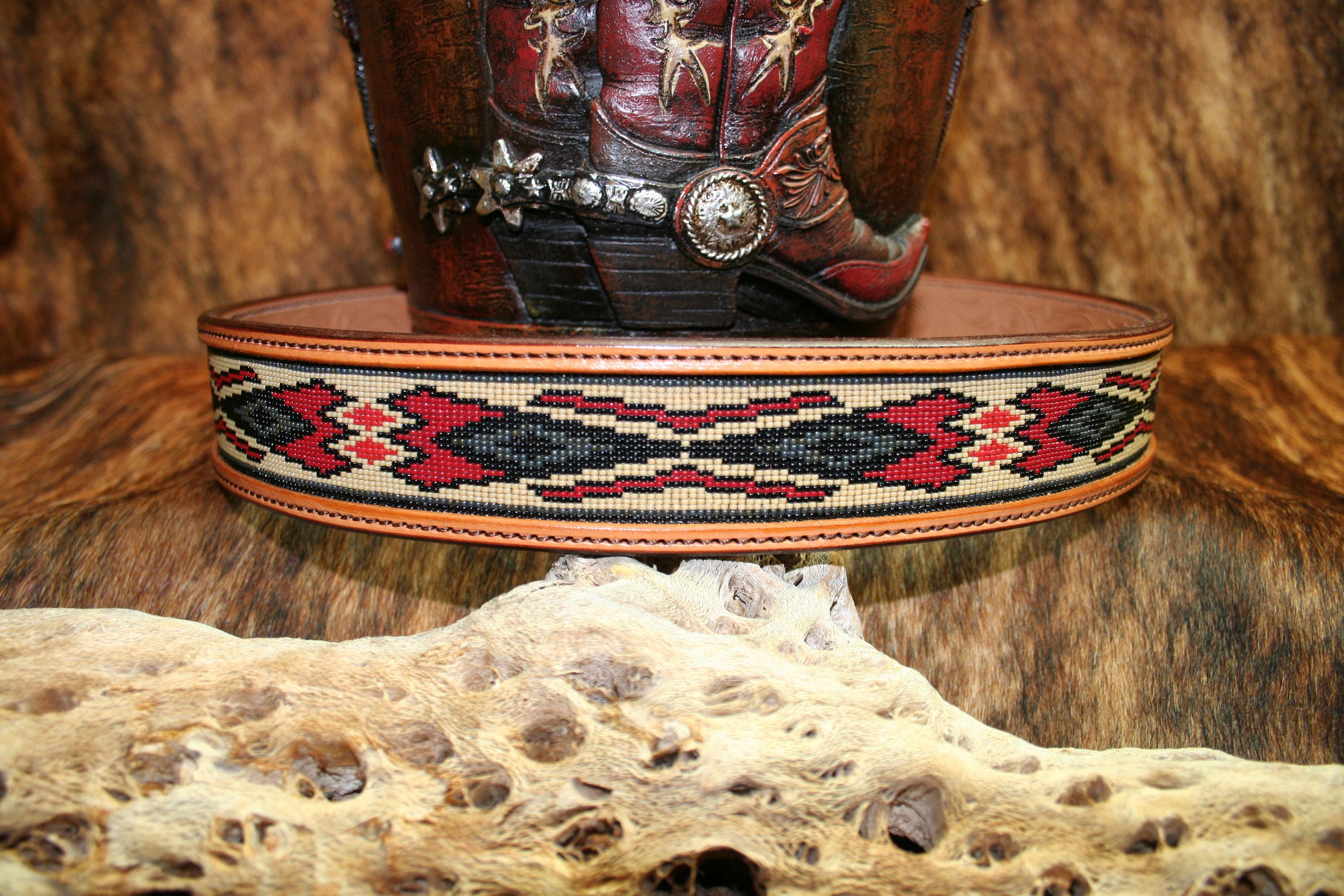 Designer Leather Belt "Silver Mesa"