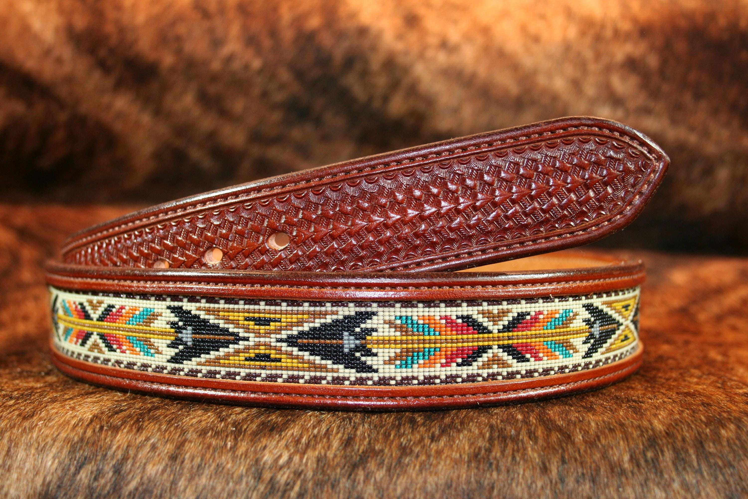 Mens Beaded Belt "Apache Gold"