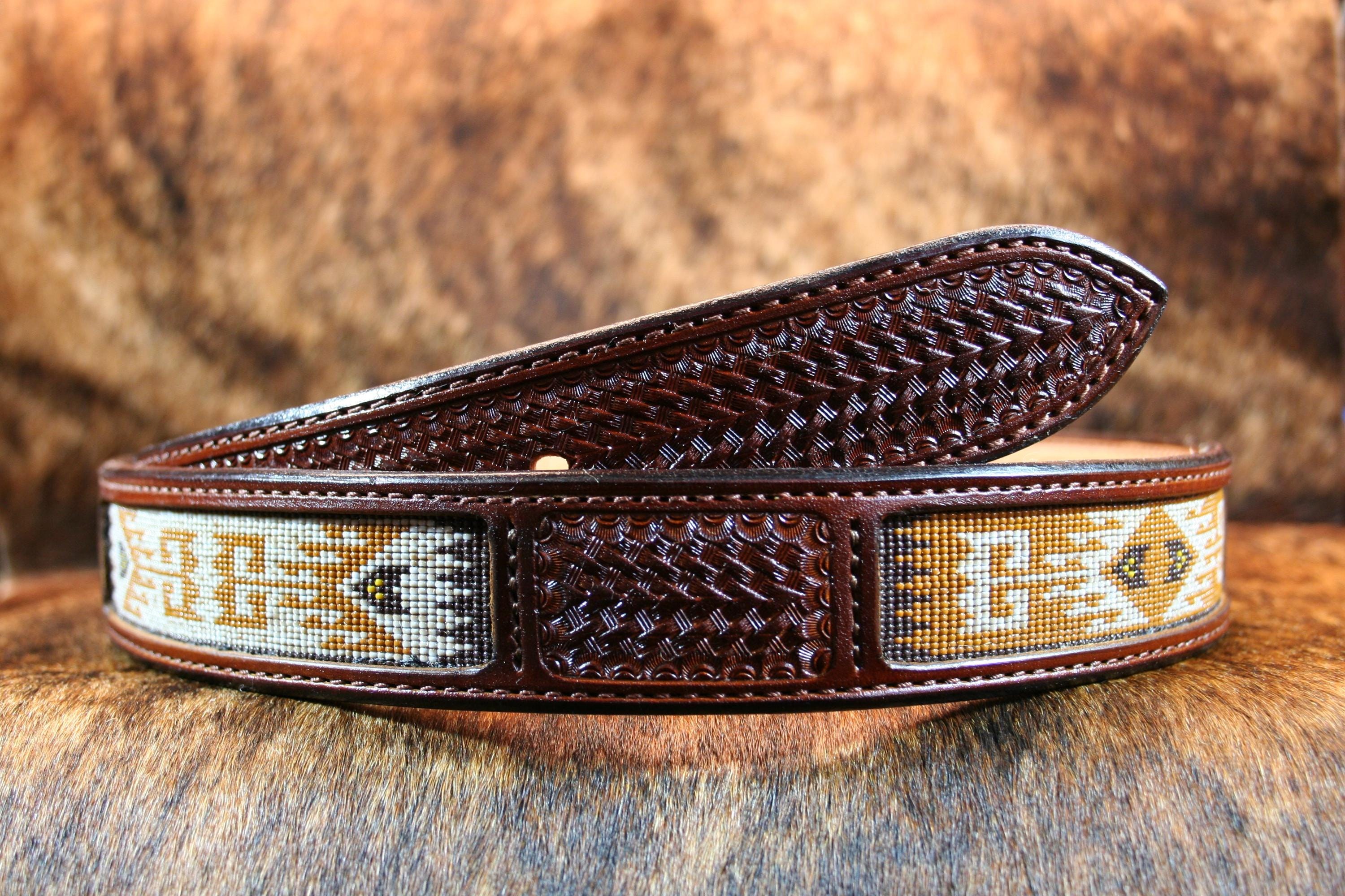Beaded Leather Belt "Sunstone Trail"