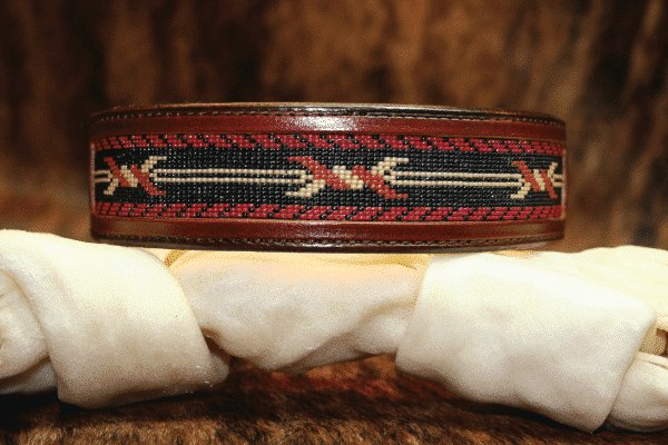Barbed Wire Beaded Leather Dog Collar