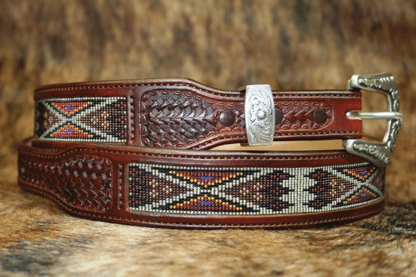 Desert Bloom Brown Leather Western Belt