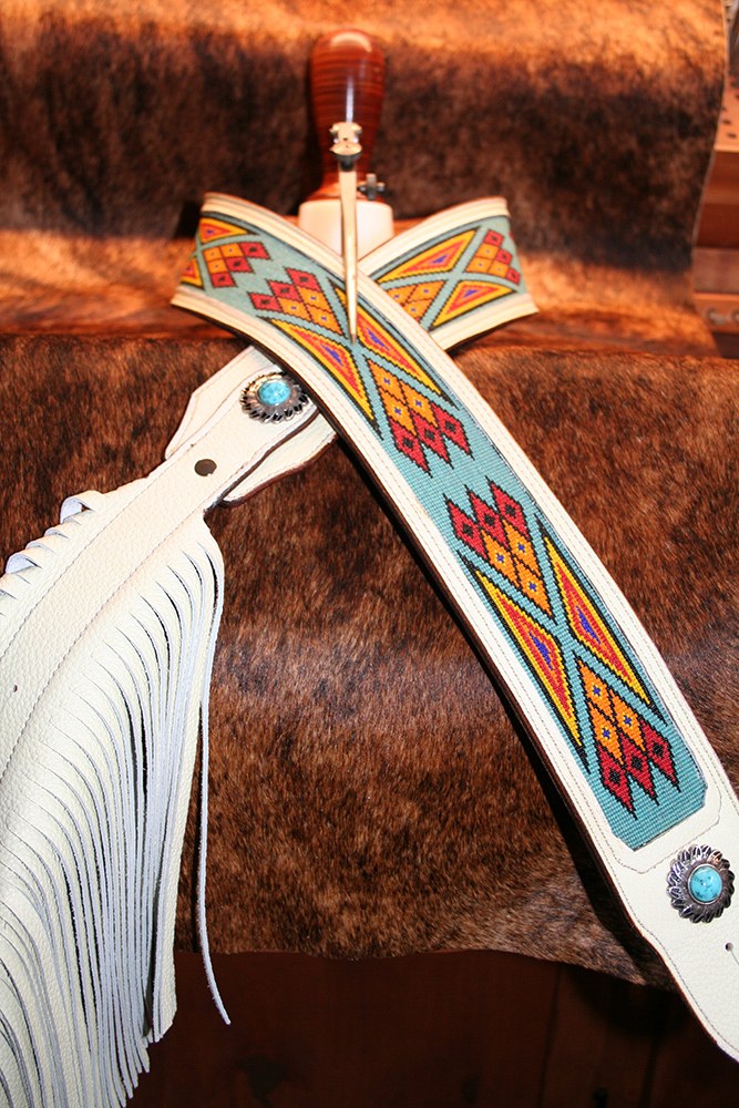 Dickey Betts Tribute Guitar Strap – “Desert Bloom” Beaded Leather Edition