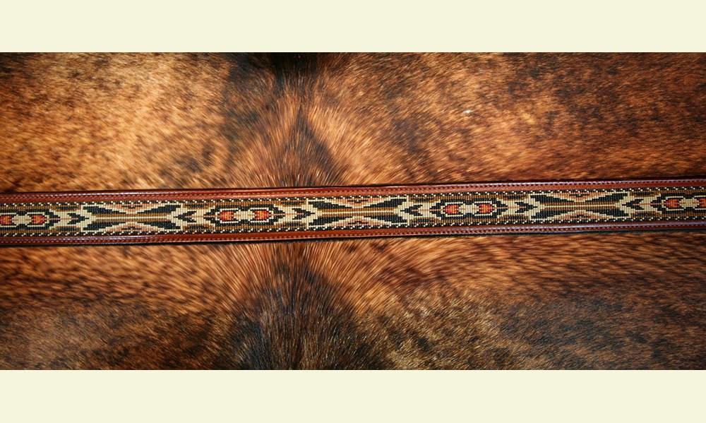 Frontier Feather Beaded Leather Western Belt