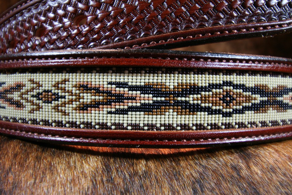 Gold Canyon Trail Beaded Leather Western Belt