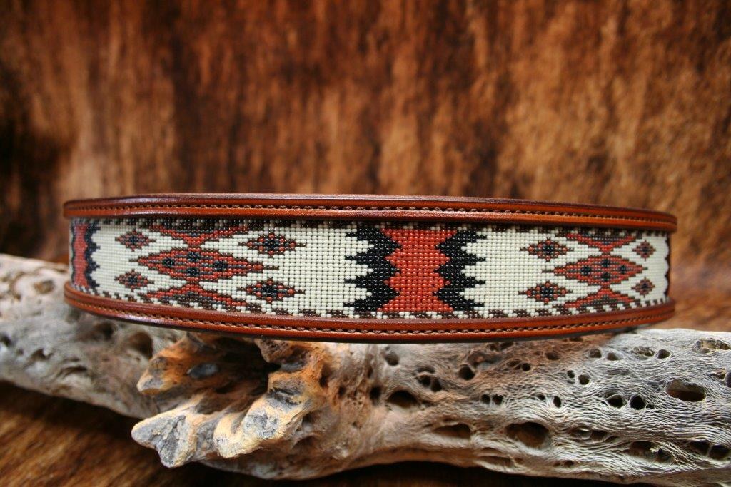 Western Heritage Trails Style Beaded Leather Western Belt
