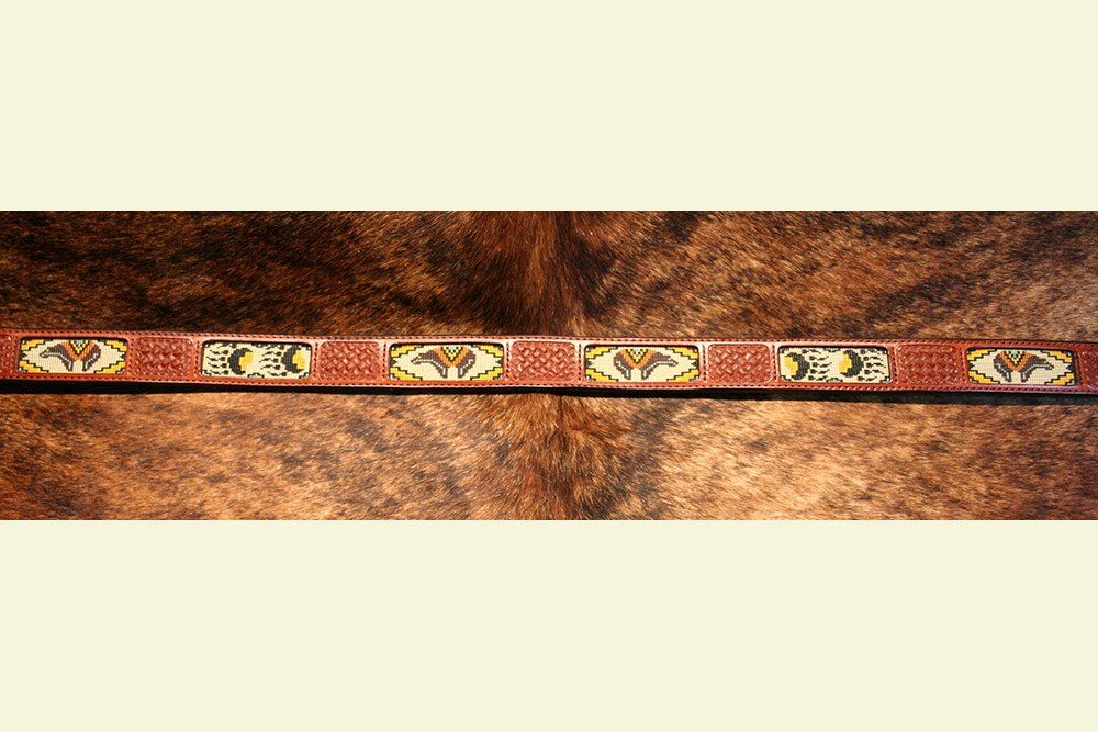 Zuni Bear Beaded Leather Western Belt