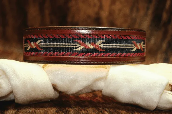 Barbed Wire Beaded Leather Dog Collar