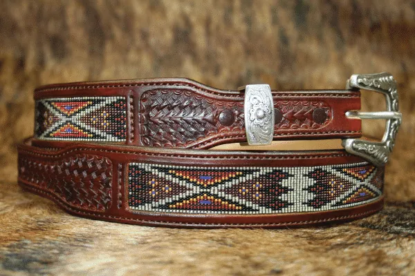 Desert Bloom Brown Leather Western Belt
