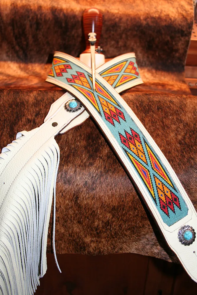 Dickey Betts Tribute Guitar Strap – “Desert Bloom” Beaded Leather Edition